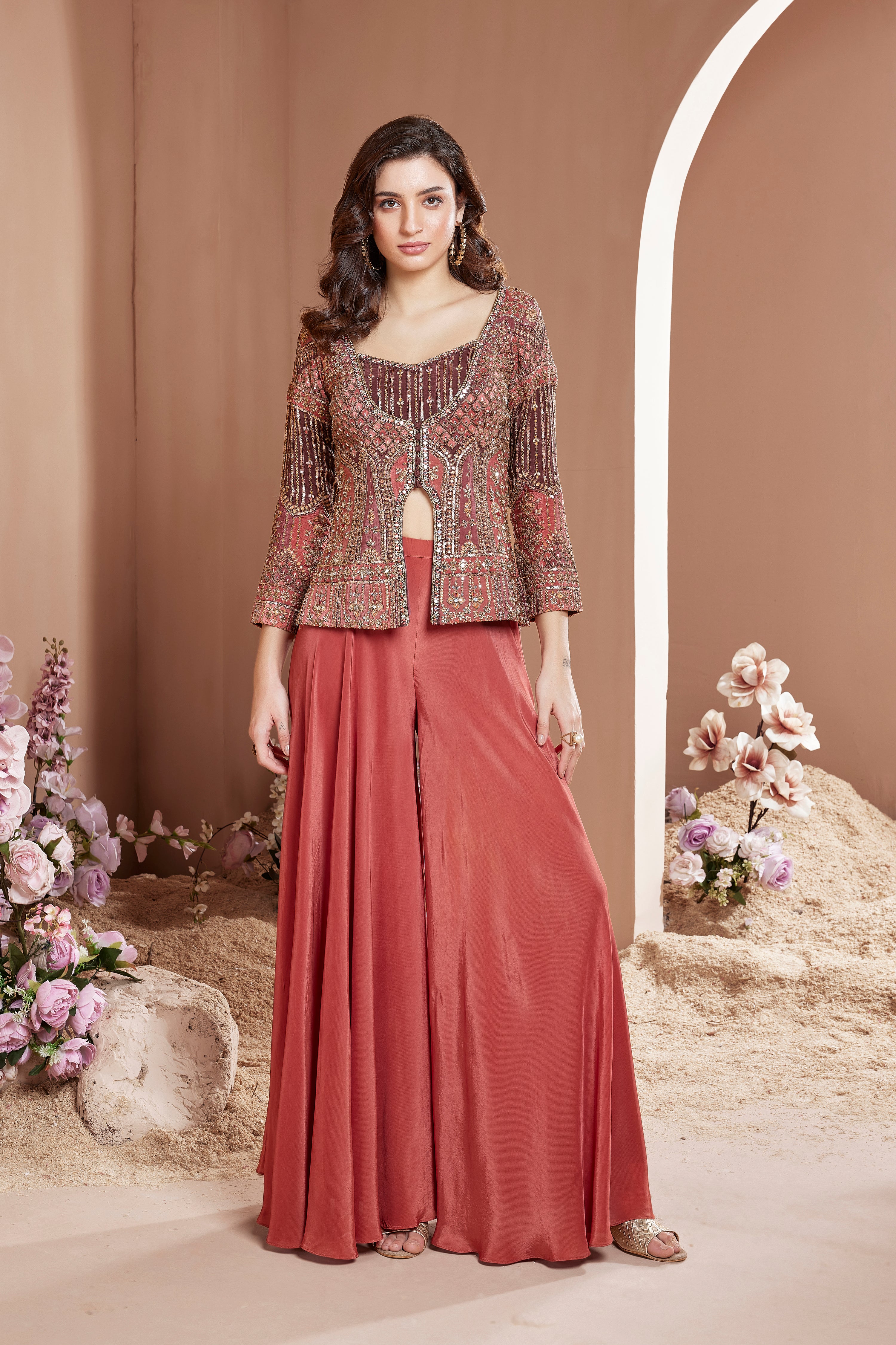 Coral Sharara Set