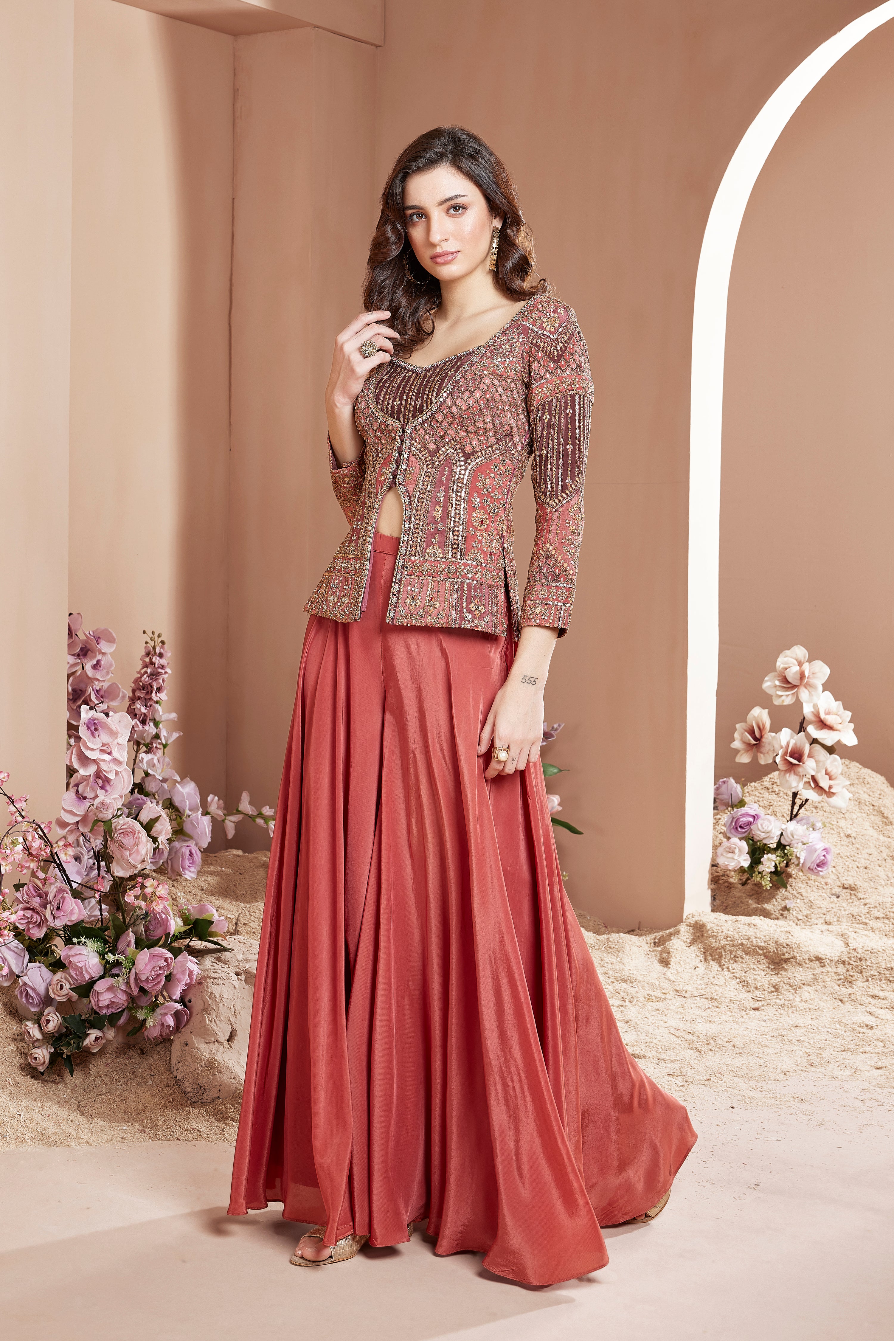 Coral Sharara Set