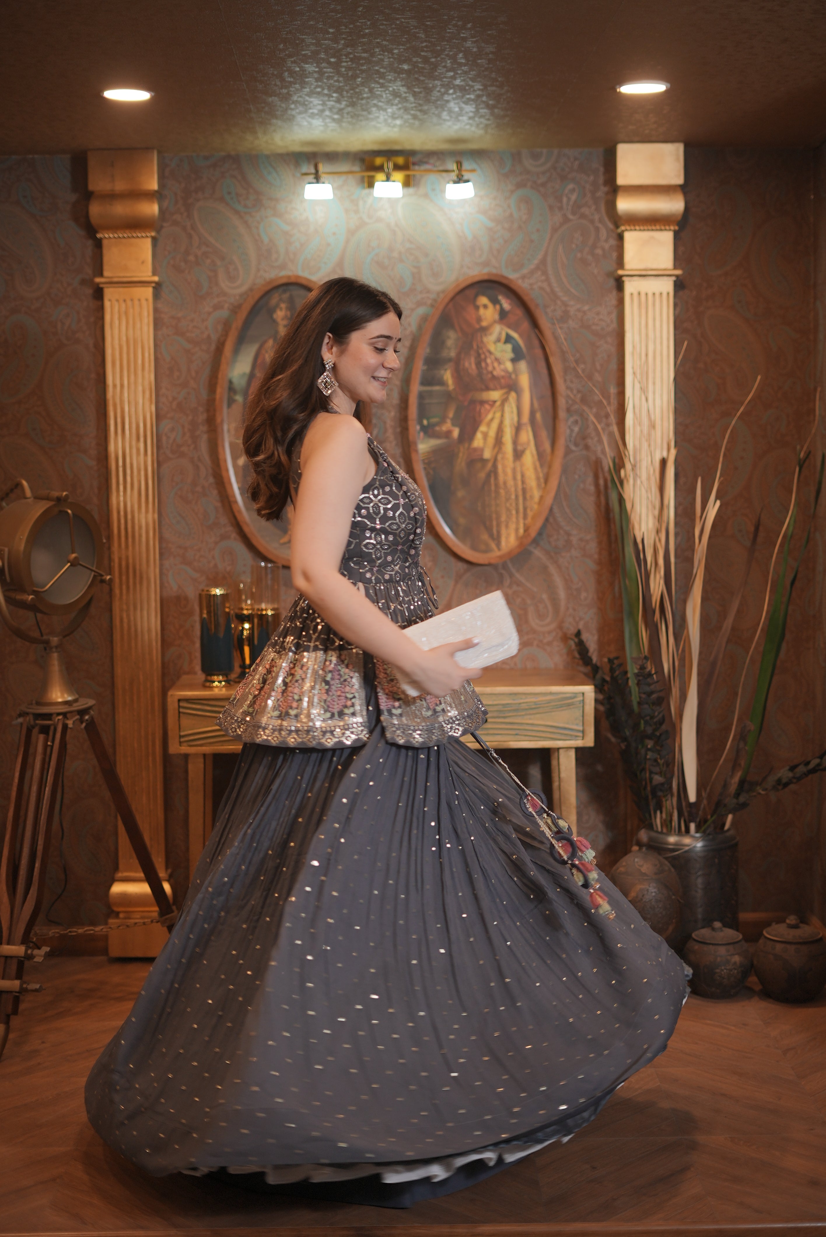 wedding, wedding outfit, lehenga, lehenga with jacket, aqua blue, brides, bridesmaids, blouse, indian outfit, indian wear, traditional, sharara, ethnic wear, printed lehenga, lehenga, grey lehenga, flared sleeves choli, lehenga set, Bridal, lehenga set