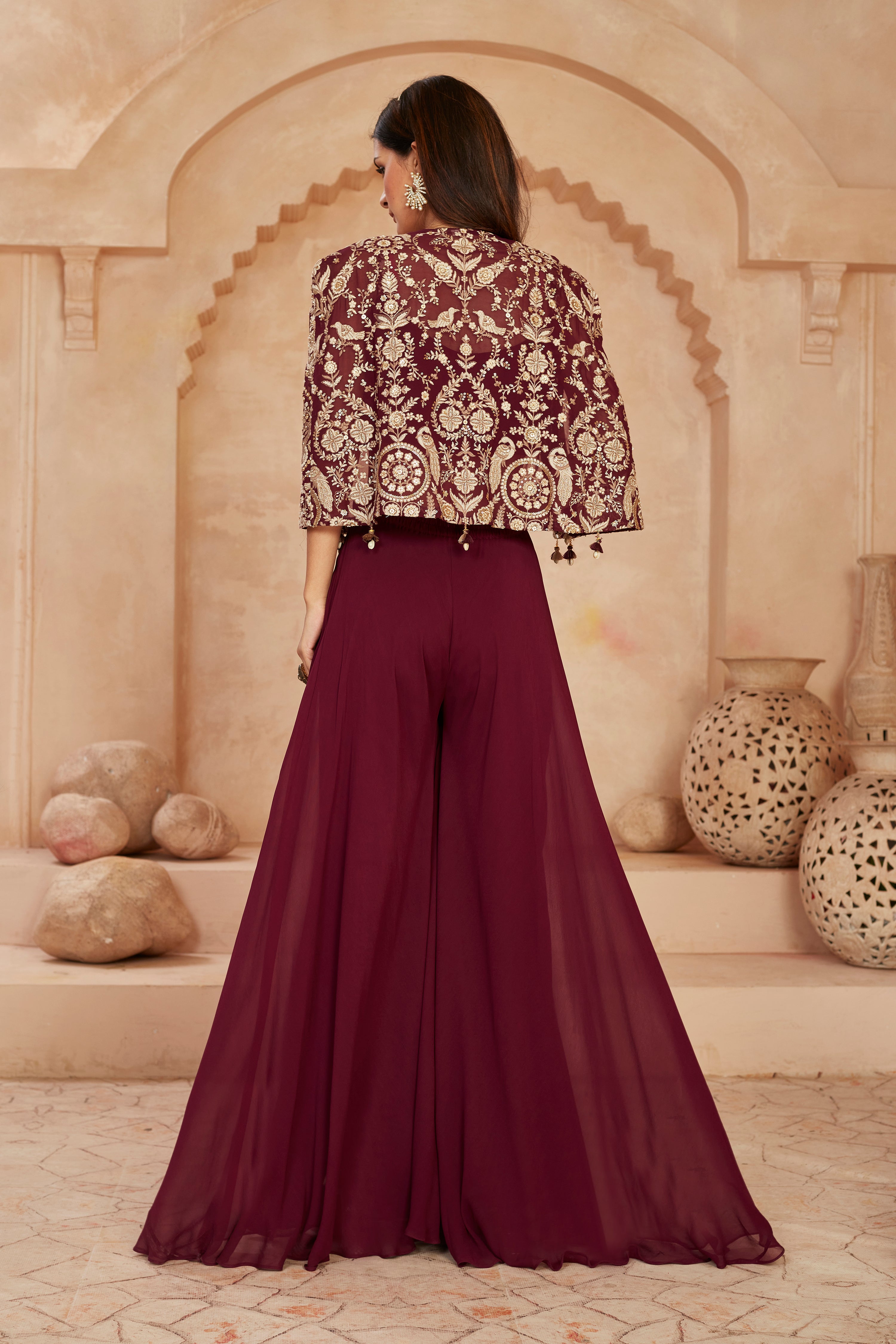 Ravishing Ebony Cape Sharara