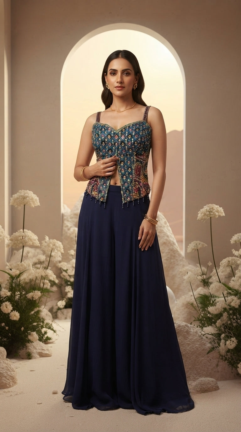 Amber Dusk Sharara Set