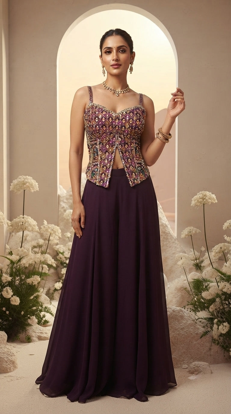 Amber Dusk Sharara Set