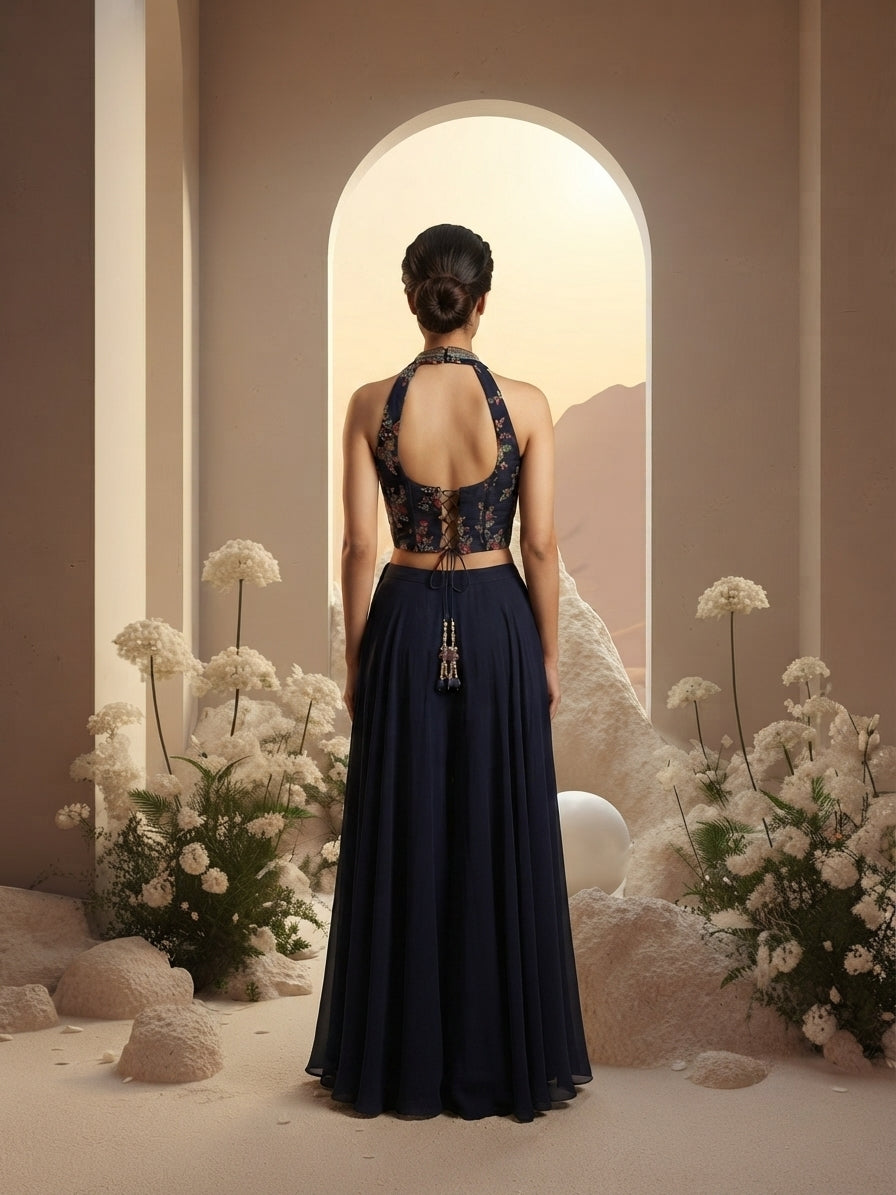 Indigo Night Sharara Set