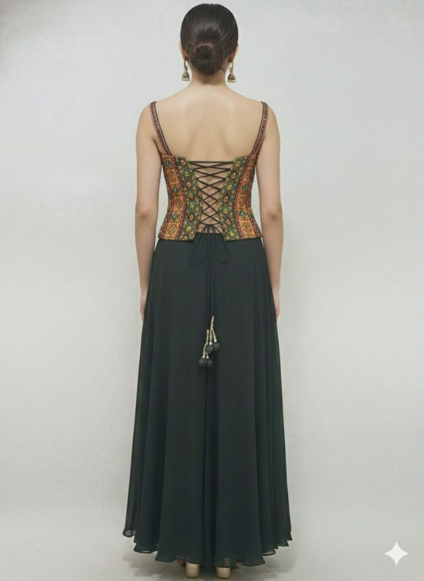 Embellished Printed Top with Slit Sharara Set