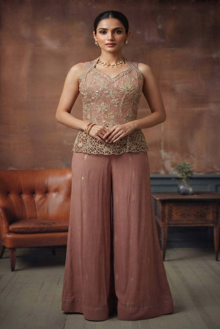 Dark Halter Embroidered Set