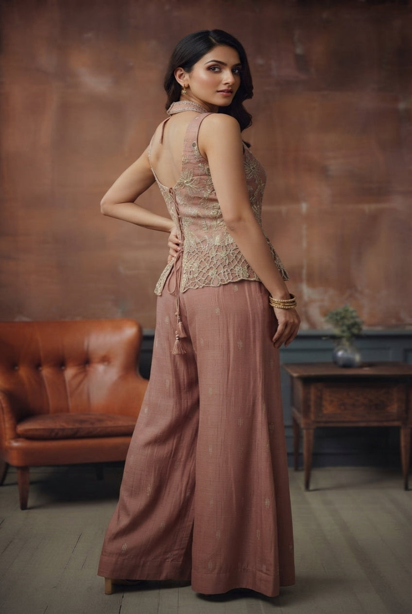 Dark Halter Embroidered Set