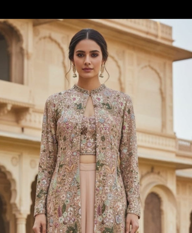 Floral Veil Sharara Set