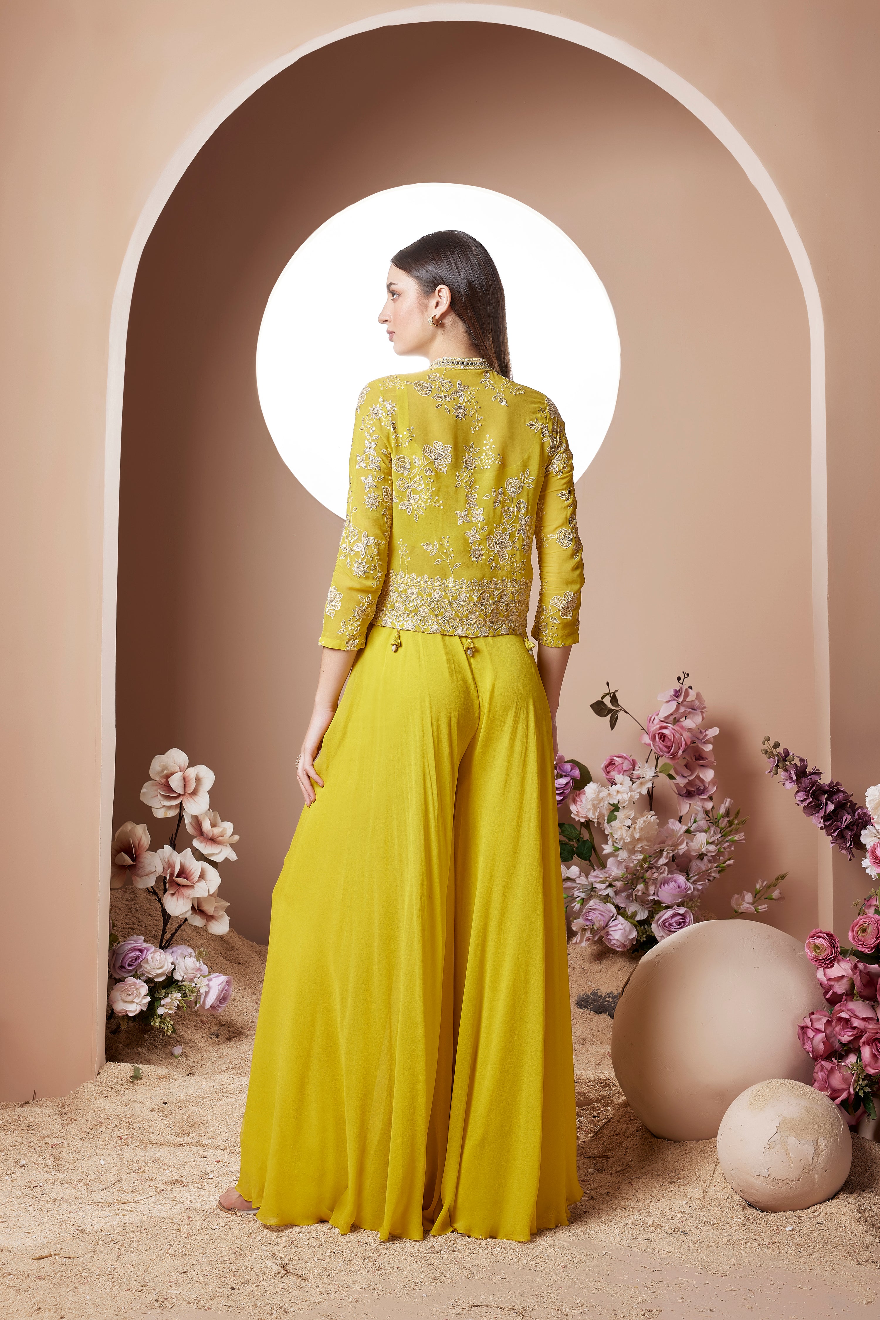 Lime Radiance Sharara Set