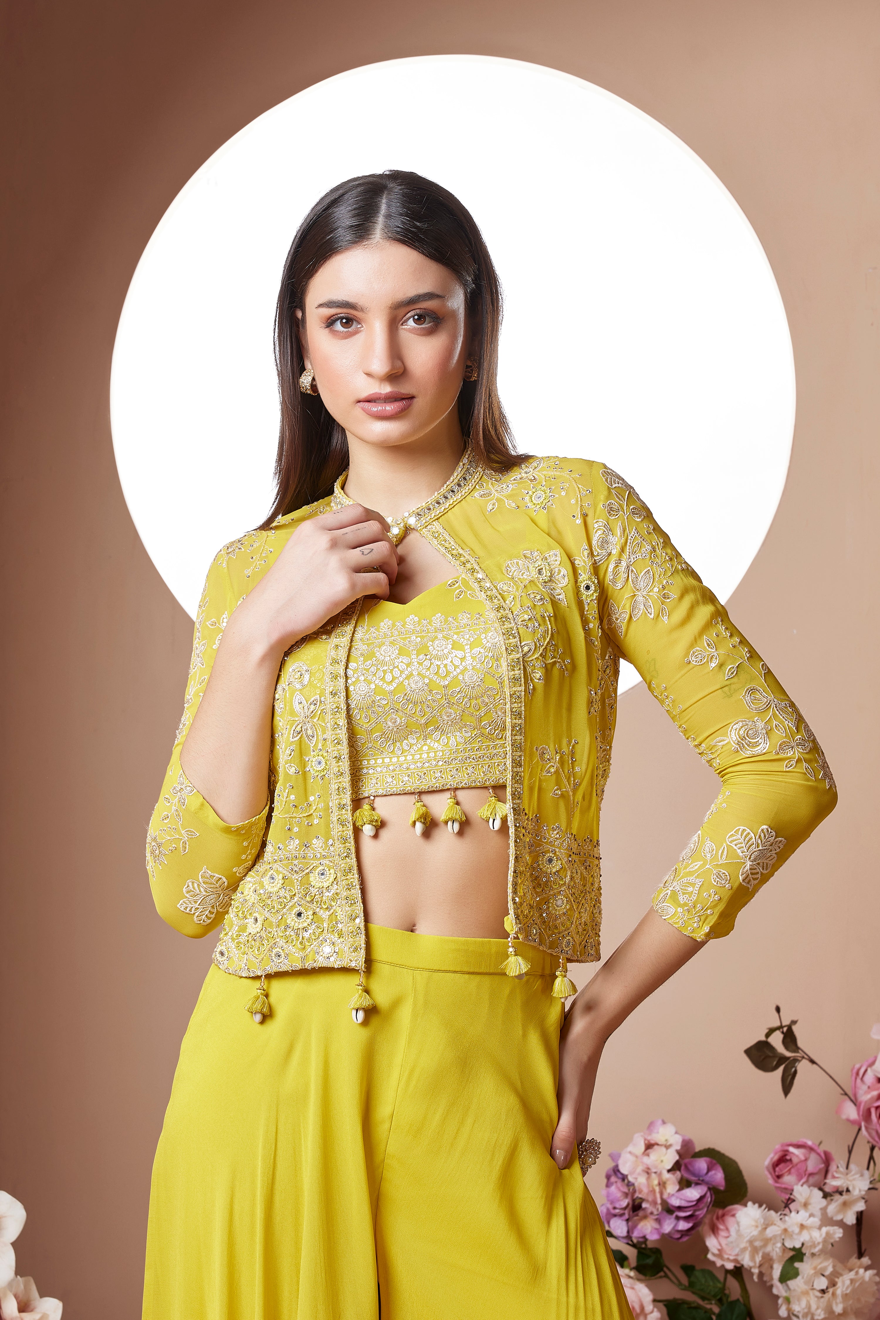 Lime Radiance Sharara Set
