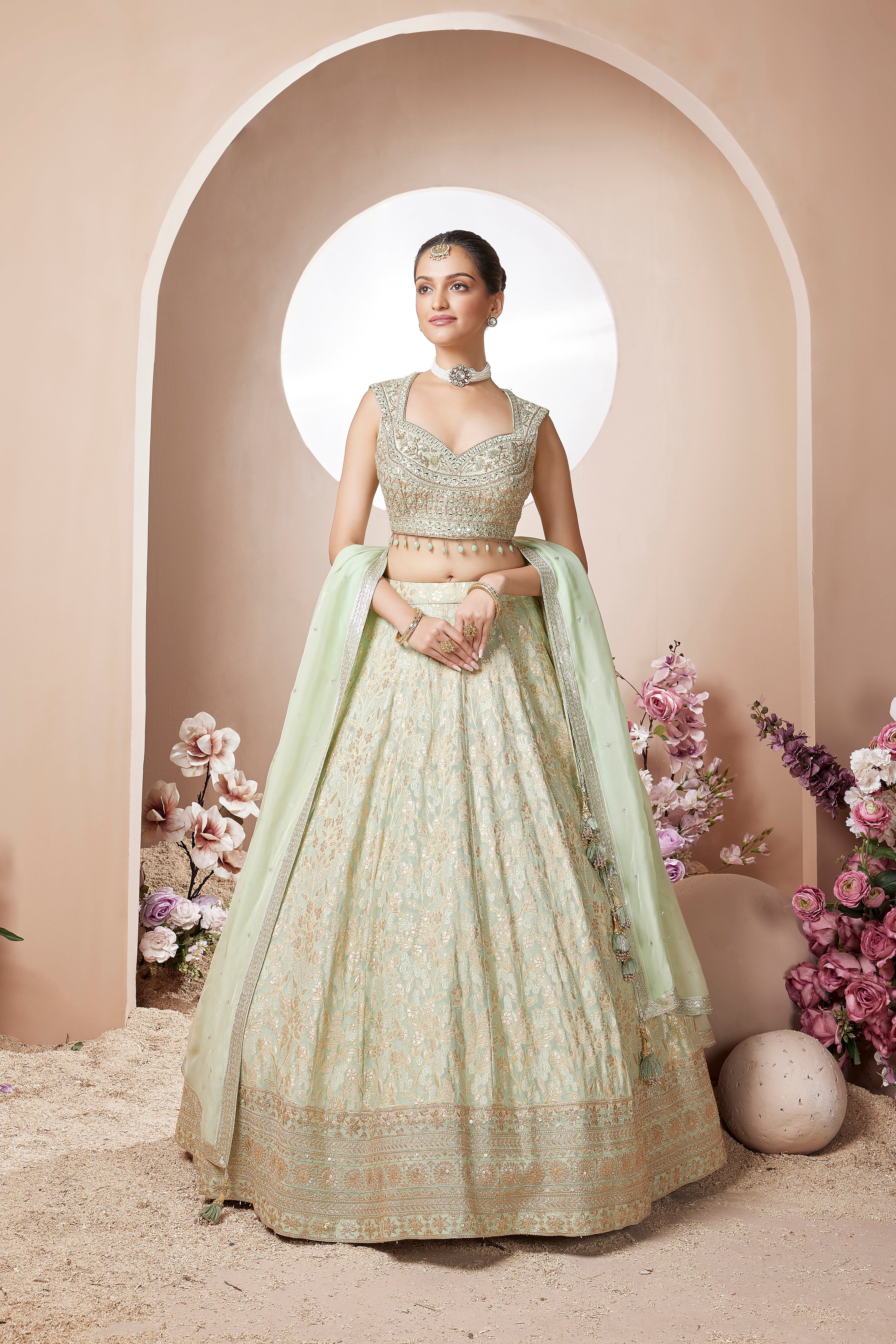 Soft Sage Lehenga