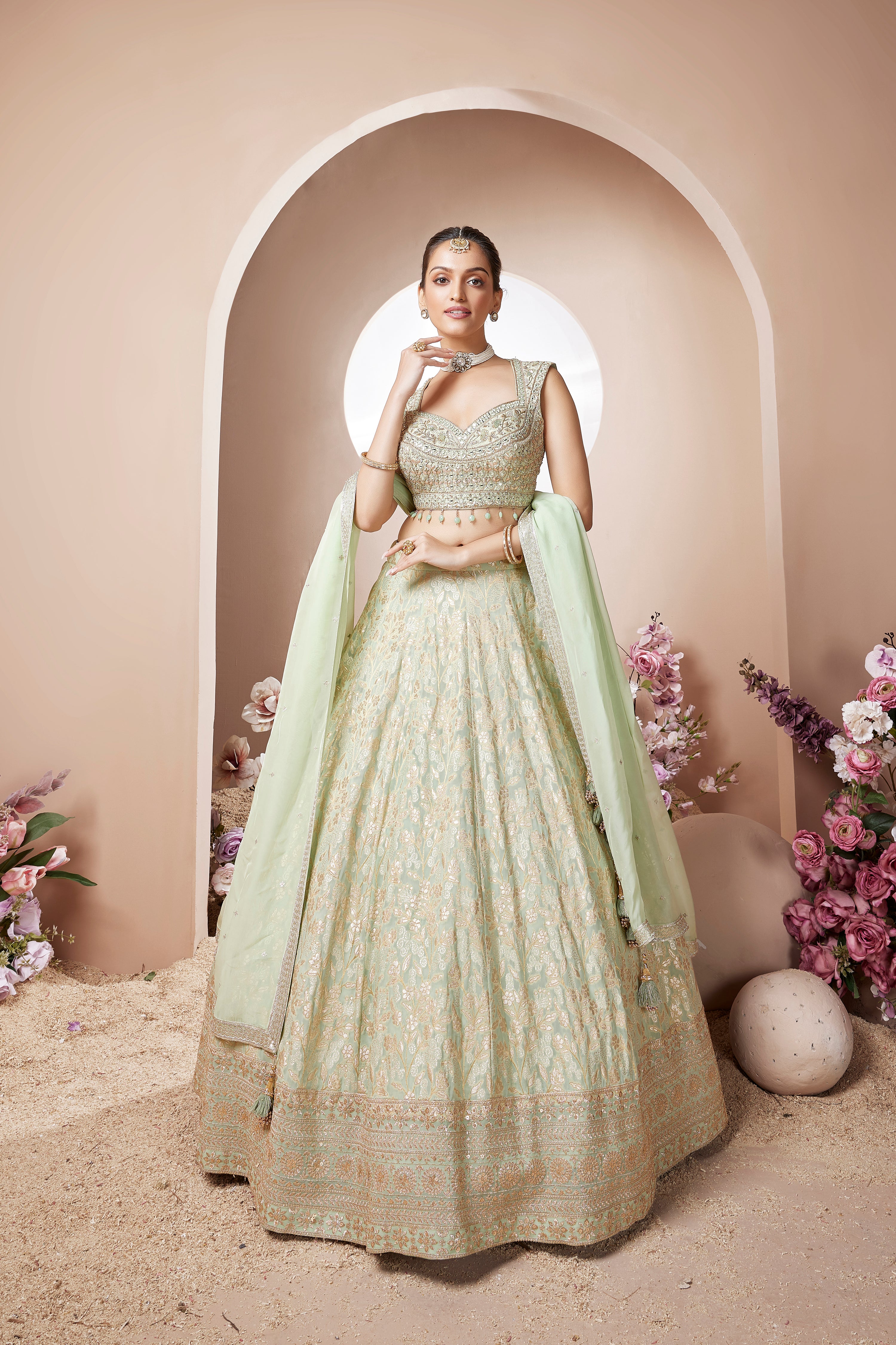 Soft Sage Lehenga