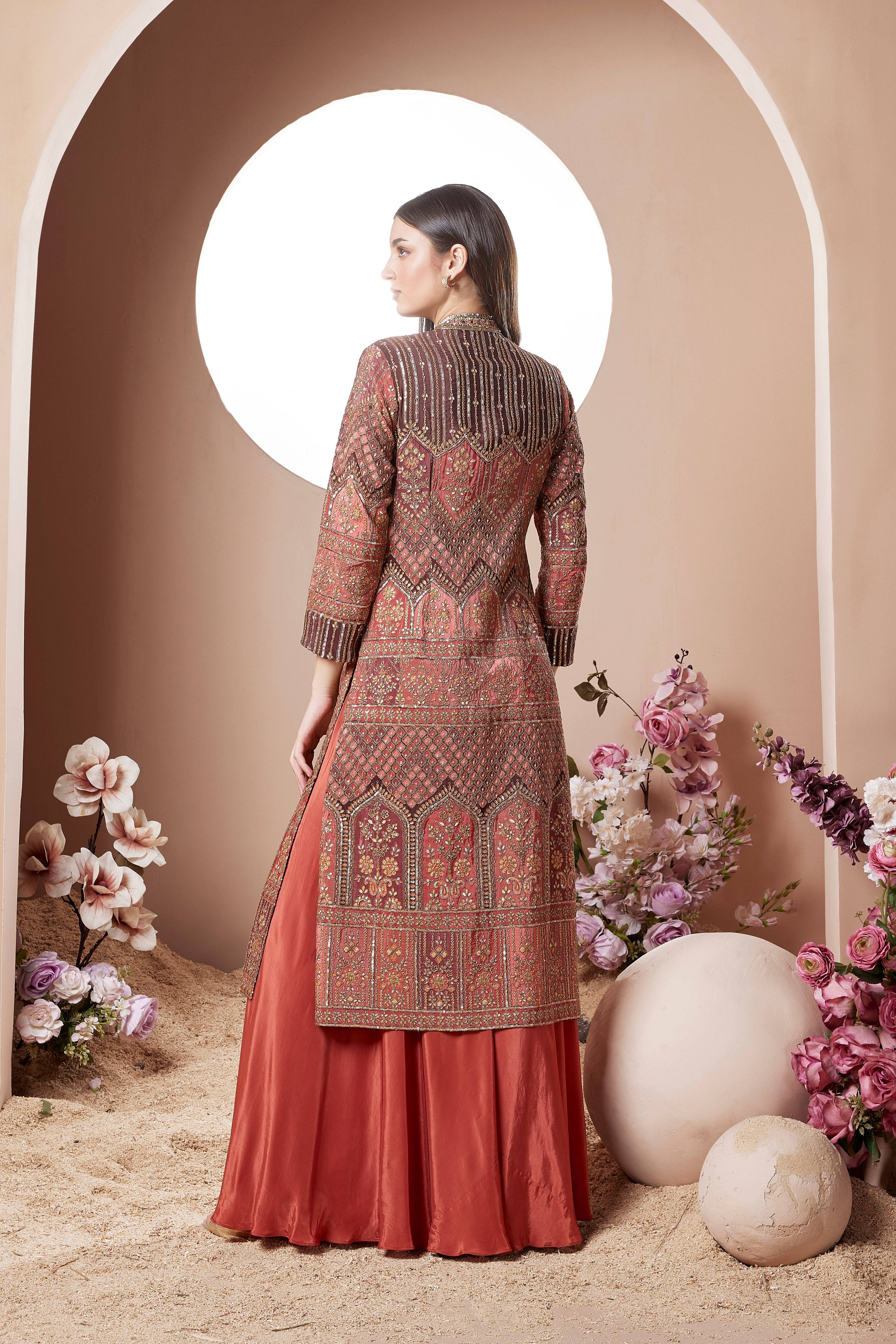 Coral Long Jacket Sharara