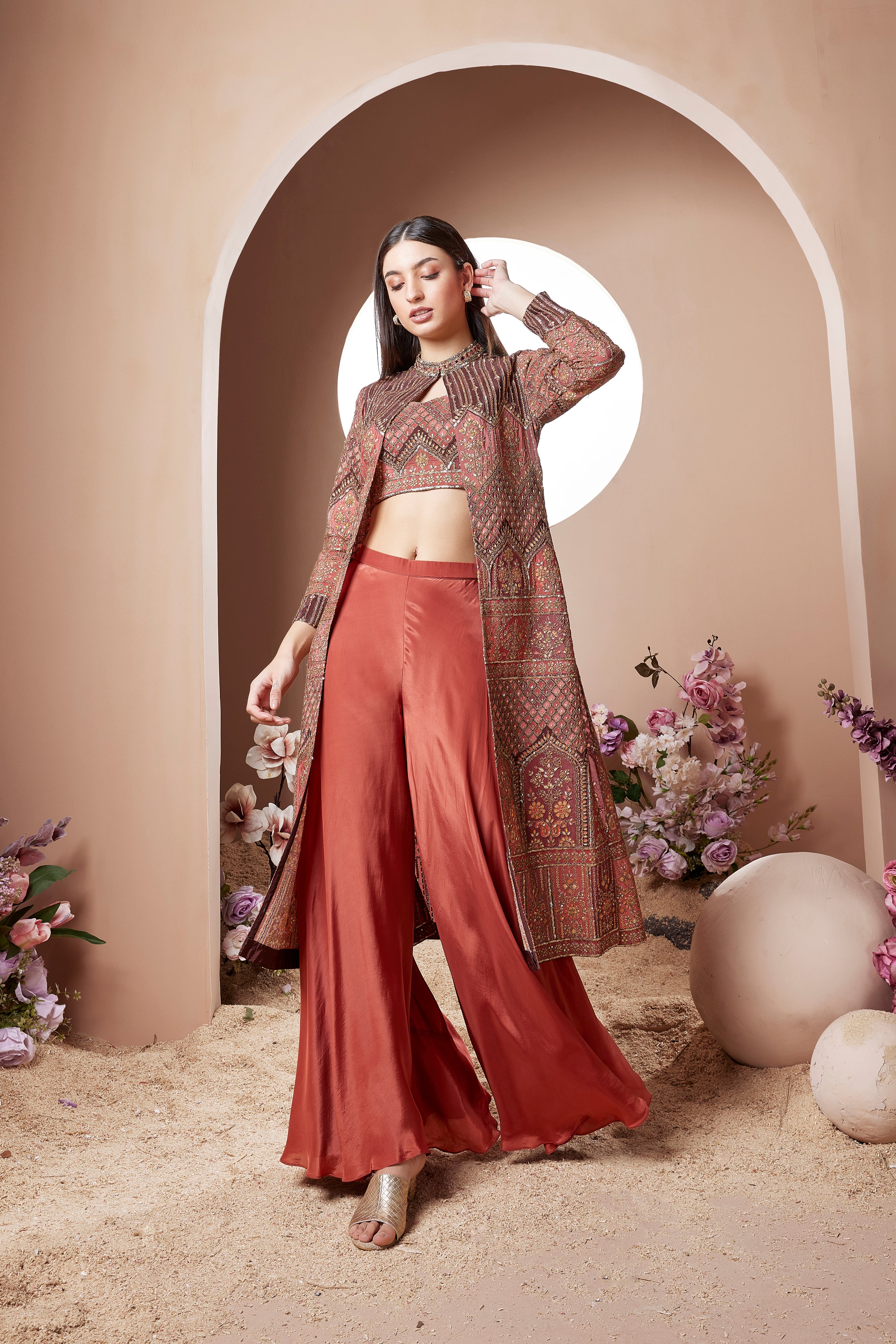 Coral Long Jacket Sharara