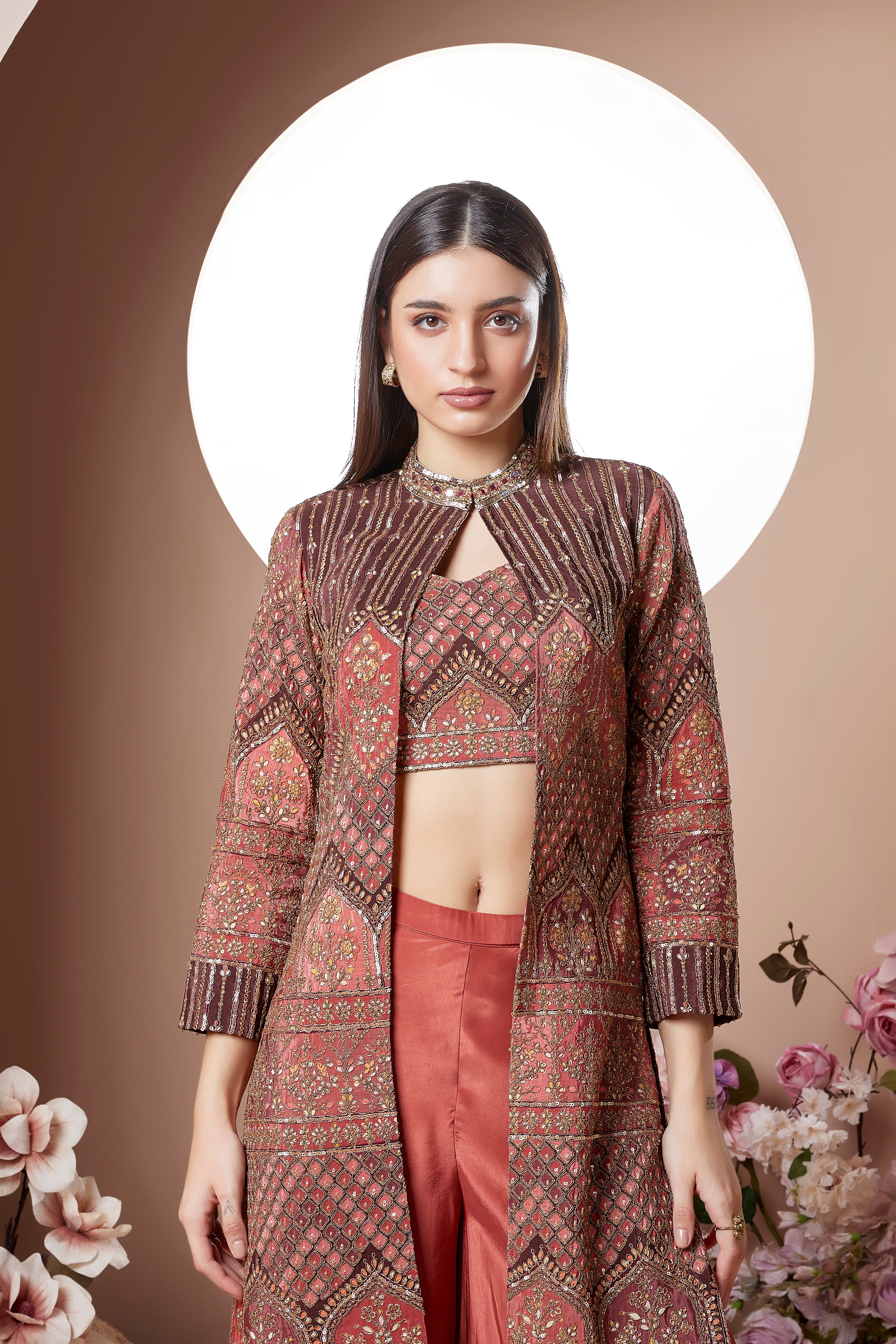 Coral Long Jacket Sharara