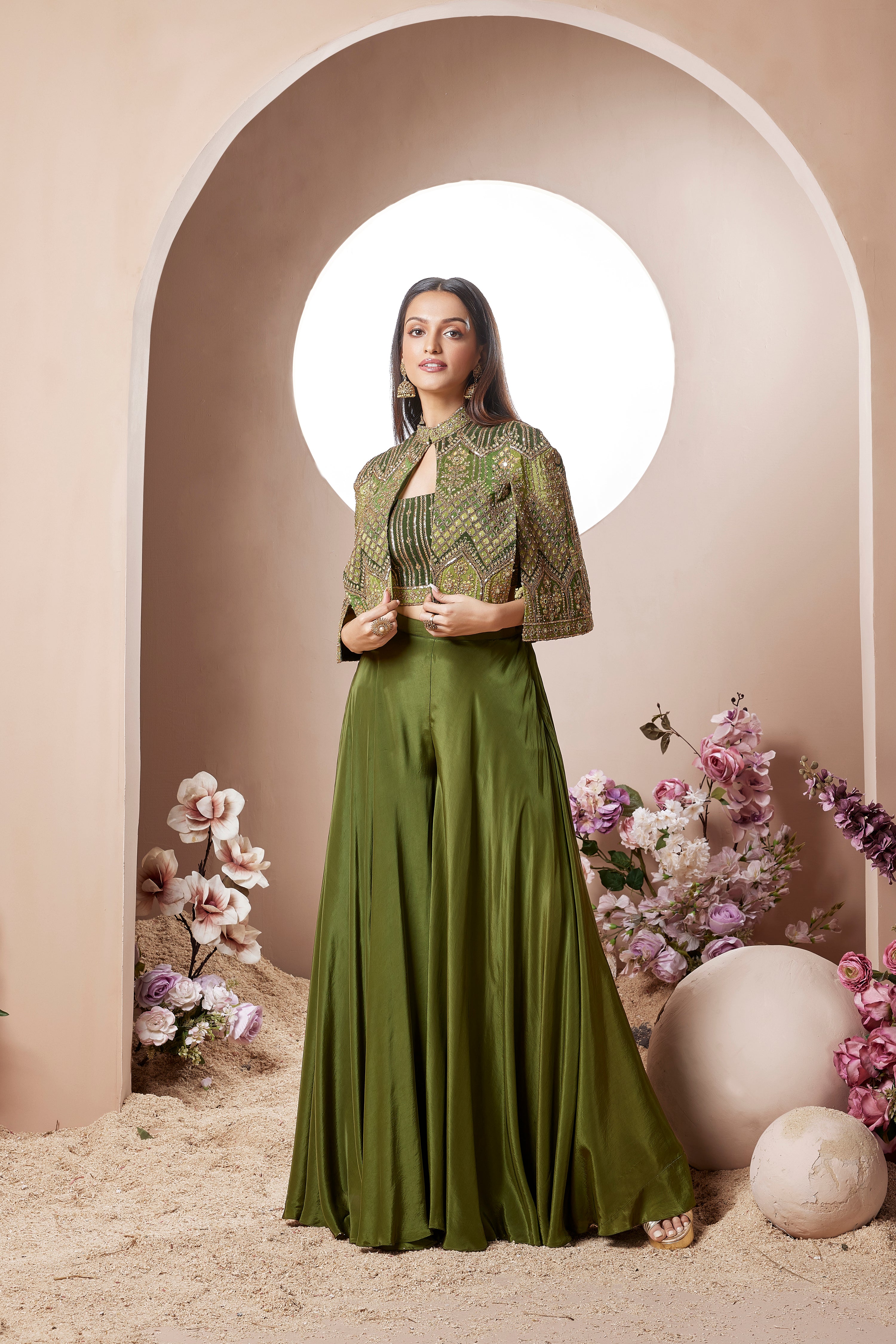 Verdant Green Sharara Set