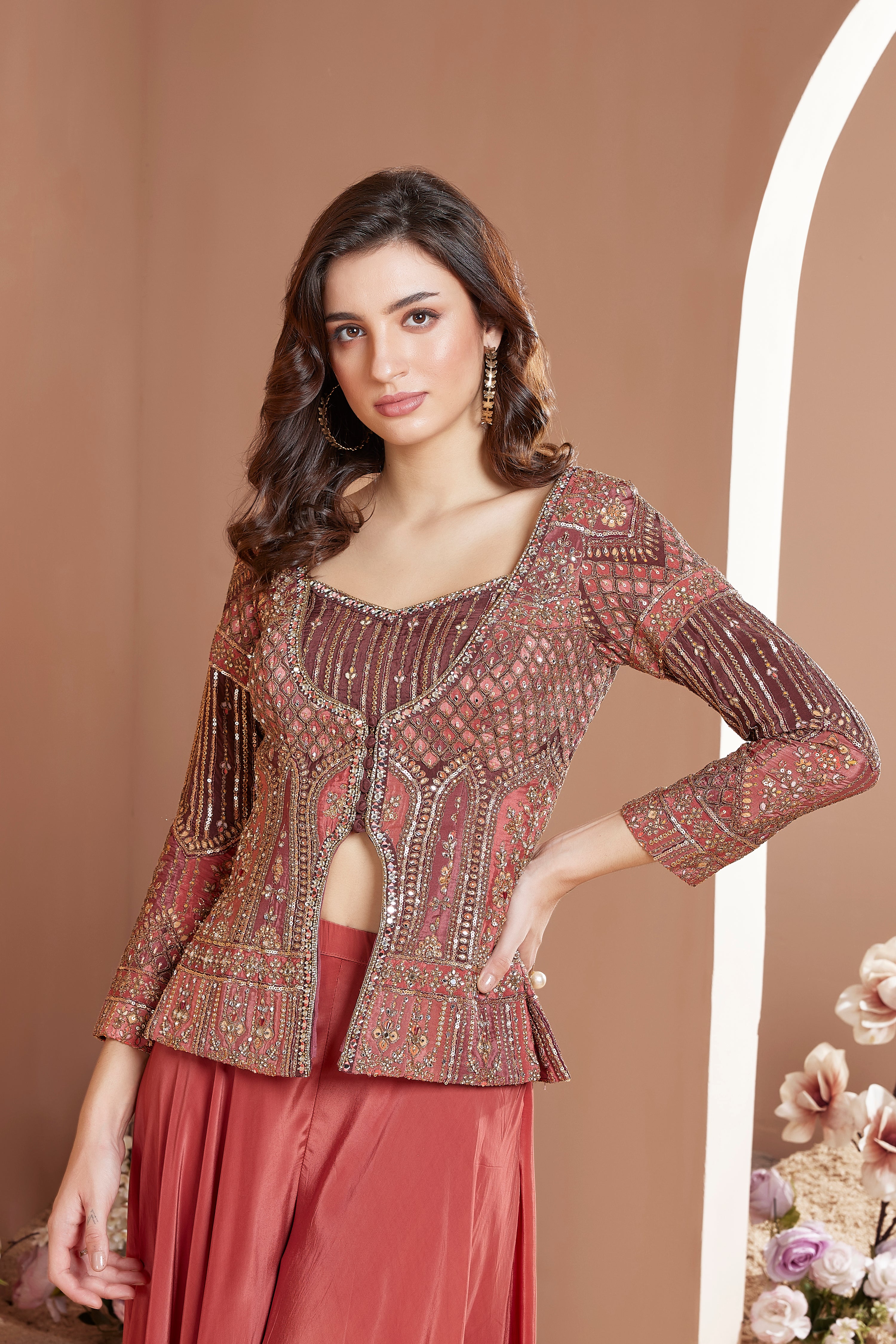 Coral Sharara Set