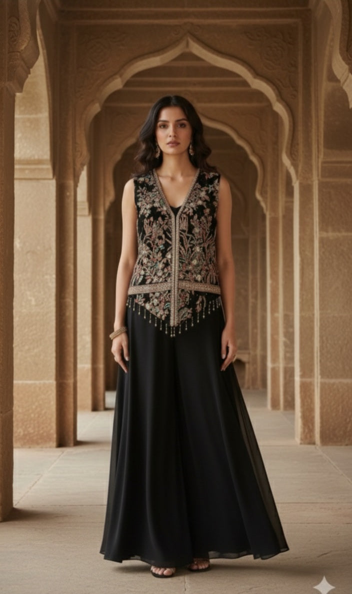 Noir Tapestry Sharara Set