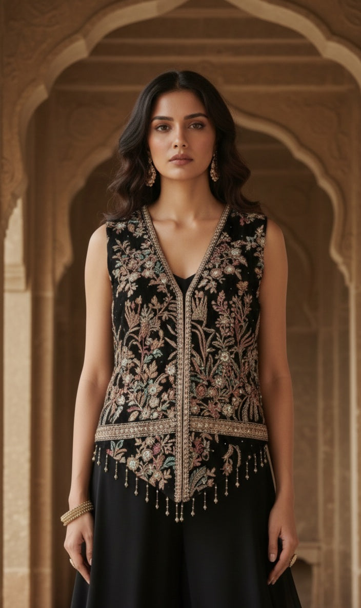 Noir Tapestry Sharara Set
