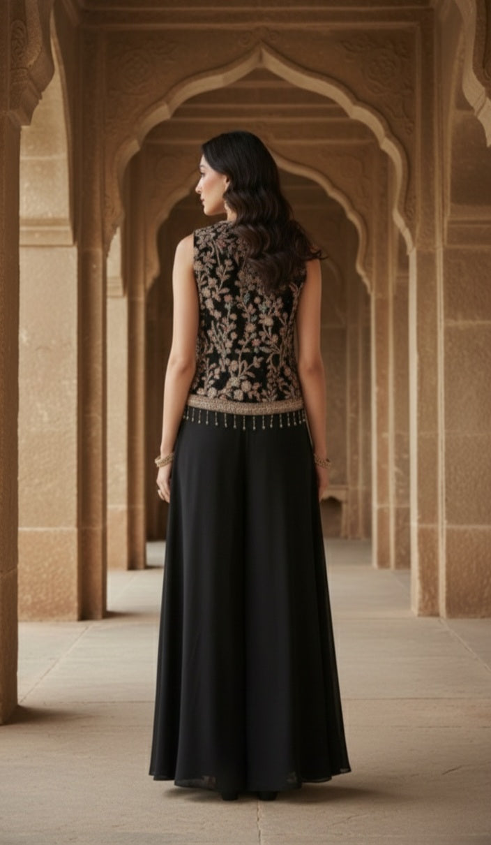 Noir Tapestry Sharara Set