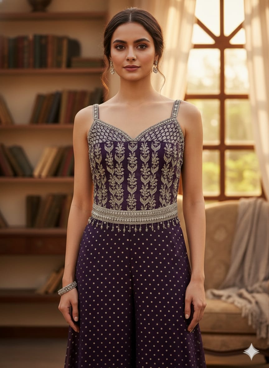 Royal Plum Sharara Set