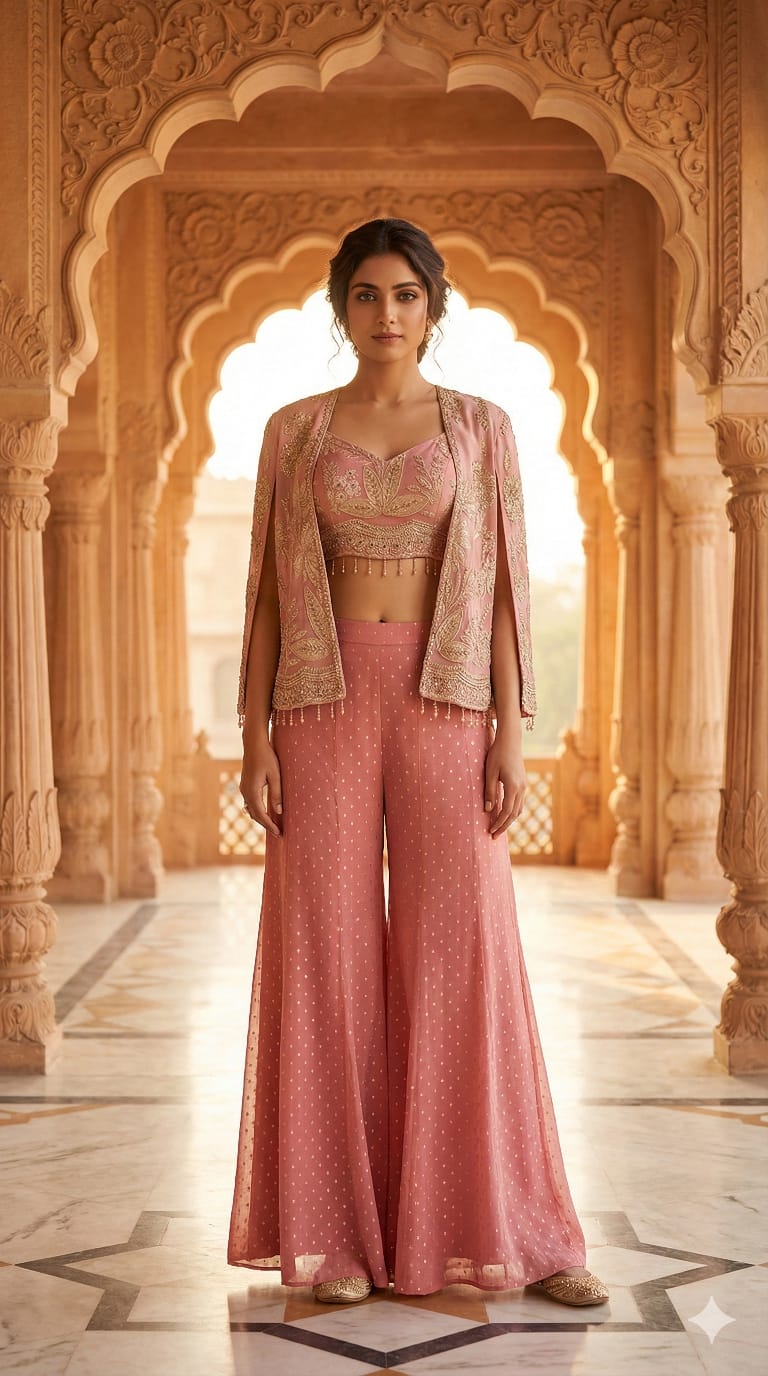 Peachy Petal Sharara Set