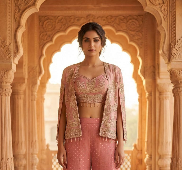 Peachy Petal Sharara Set