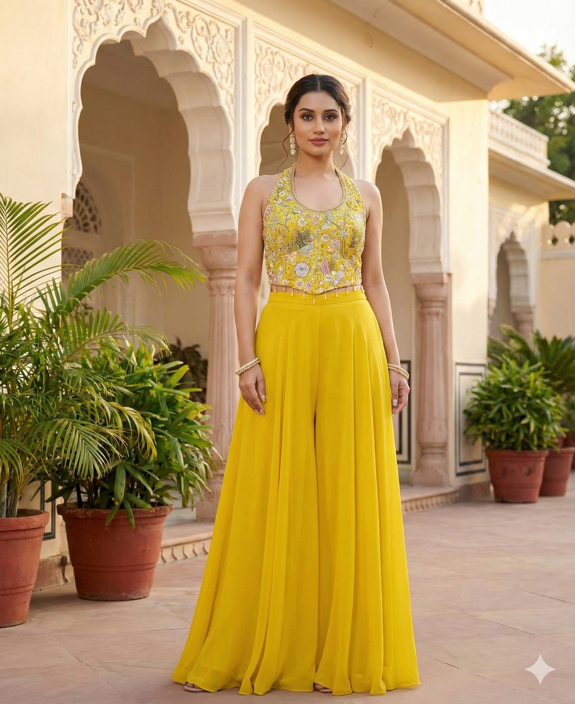 Pastel Embellished Top Sharara Set