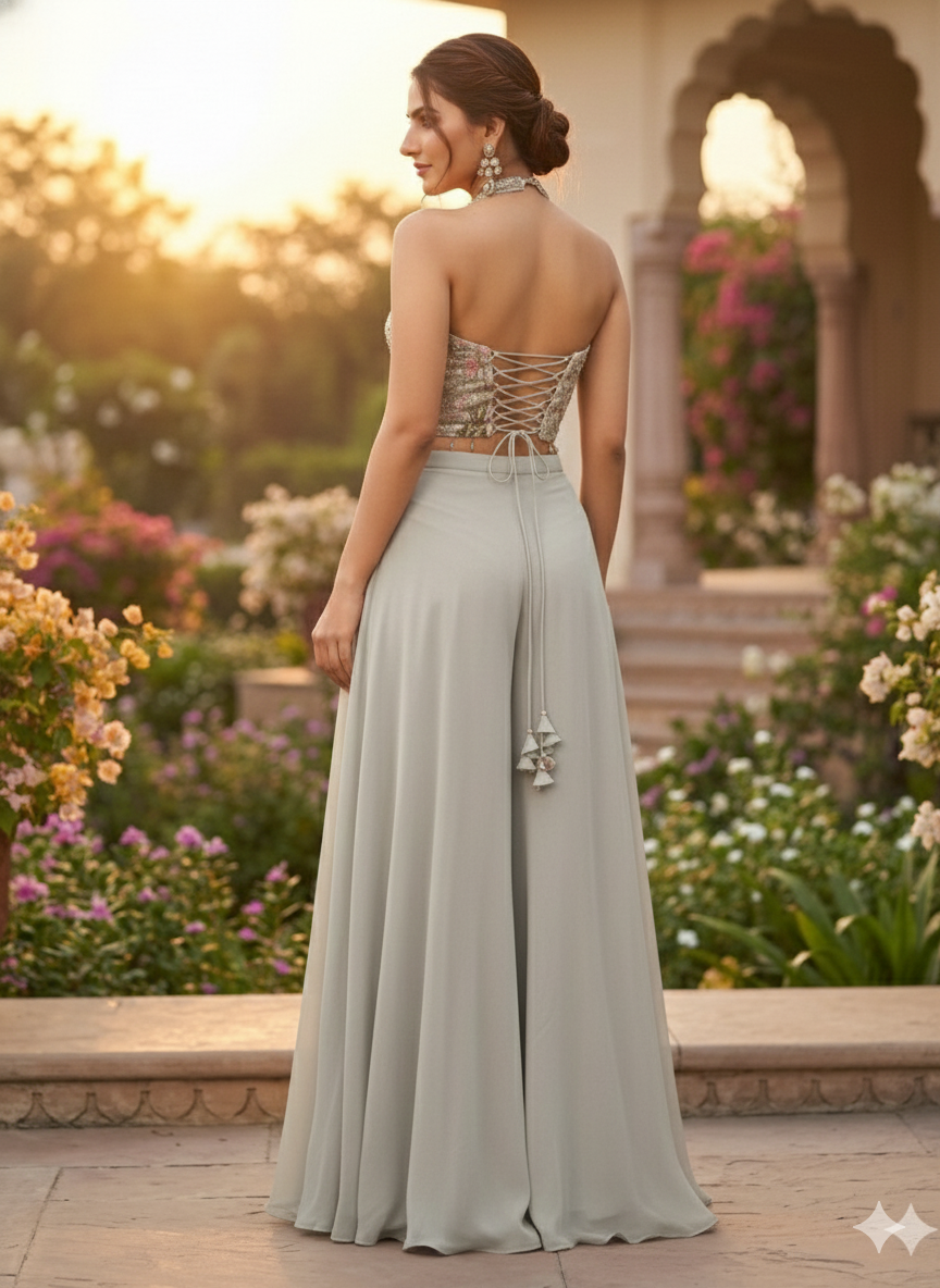 Pastel Embellished Top Sharara Set