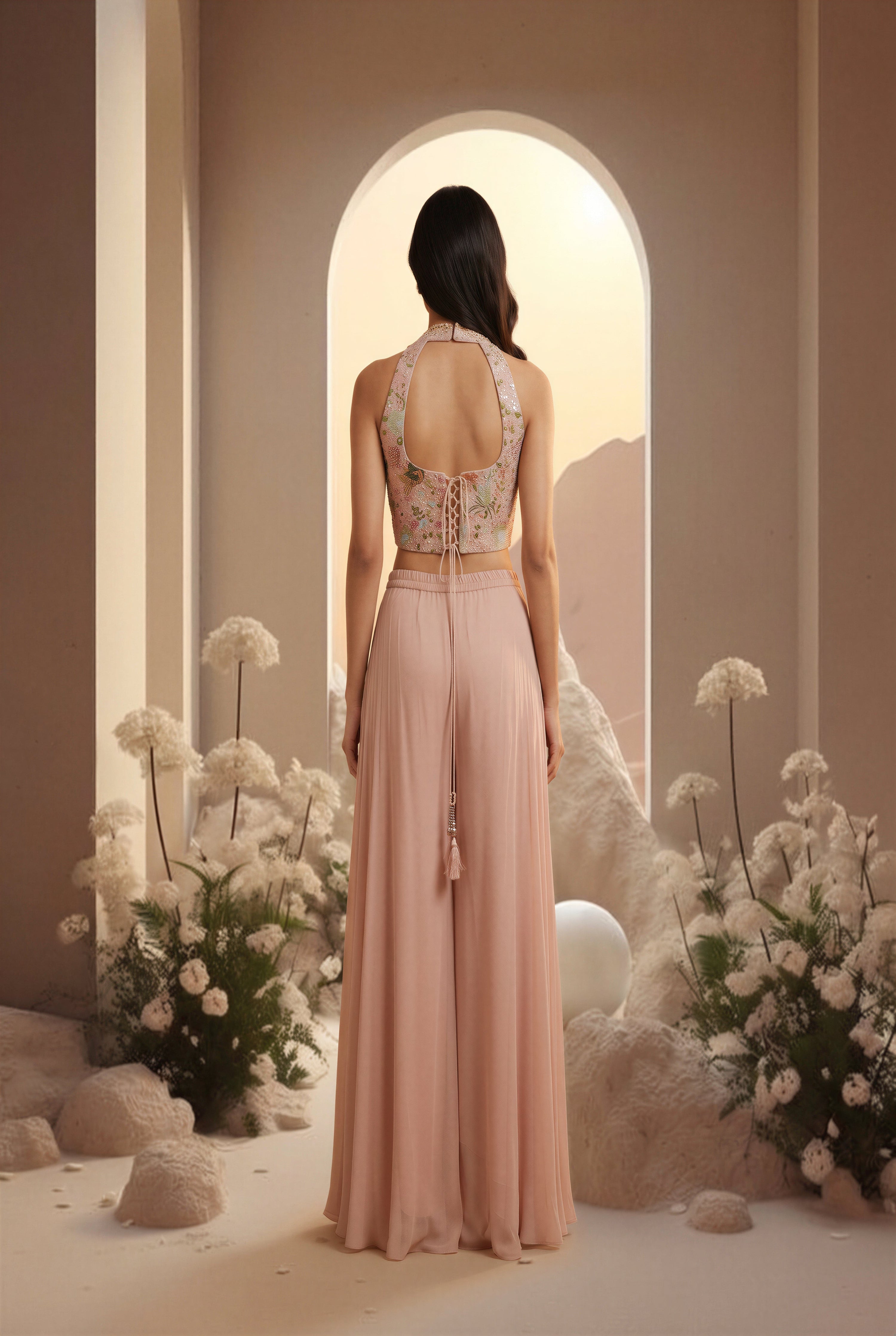 Pastel Embellished Top Sharara Set