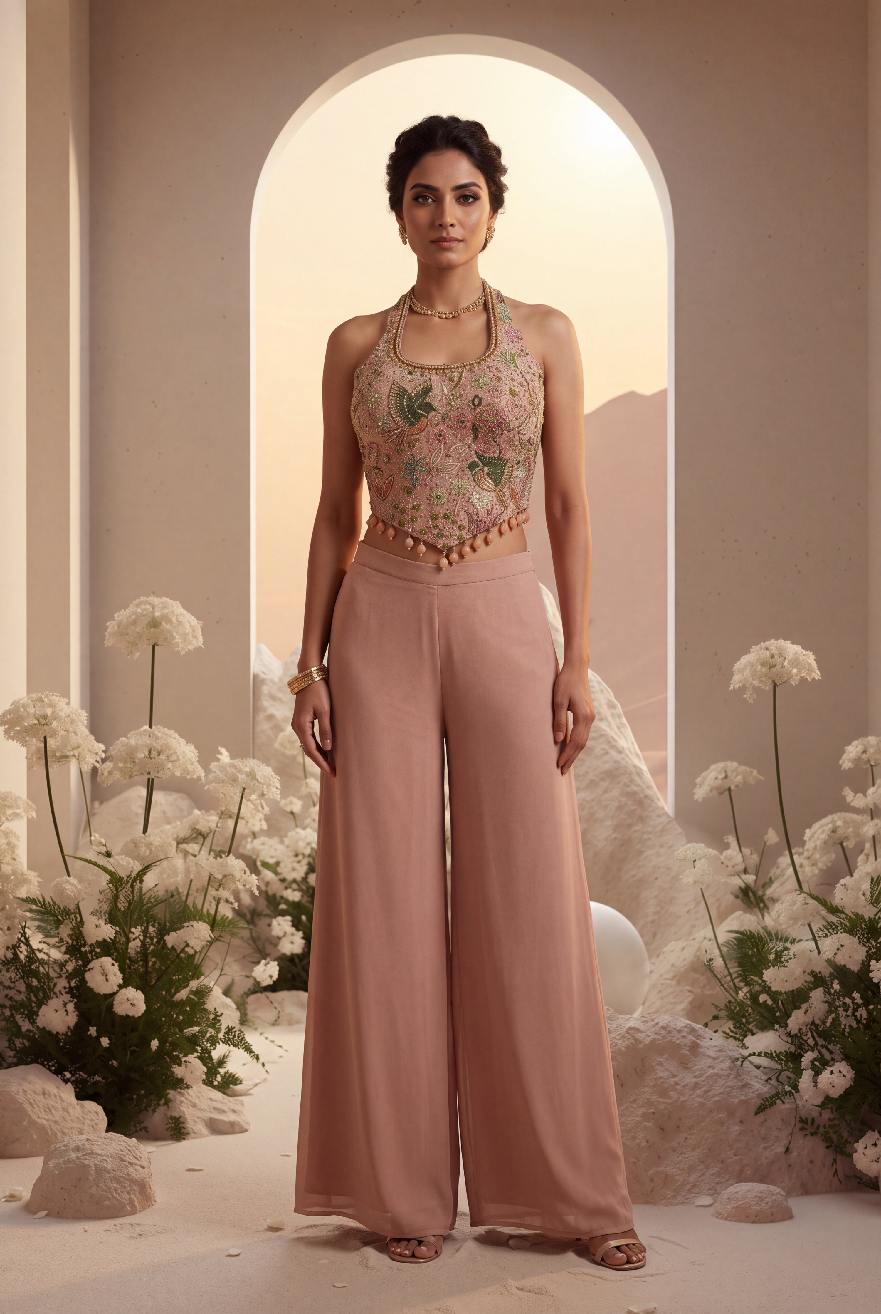 Pastel Embellished Top Sharara Set