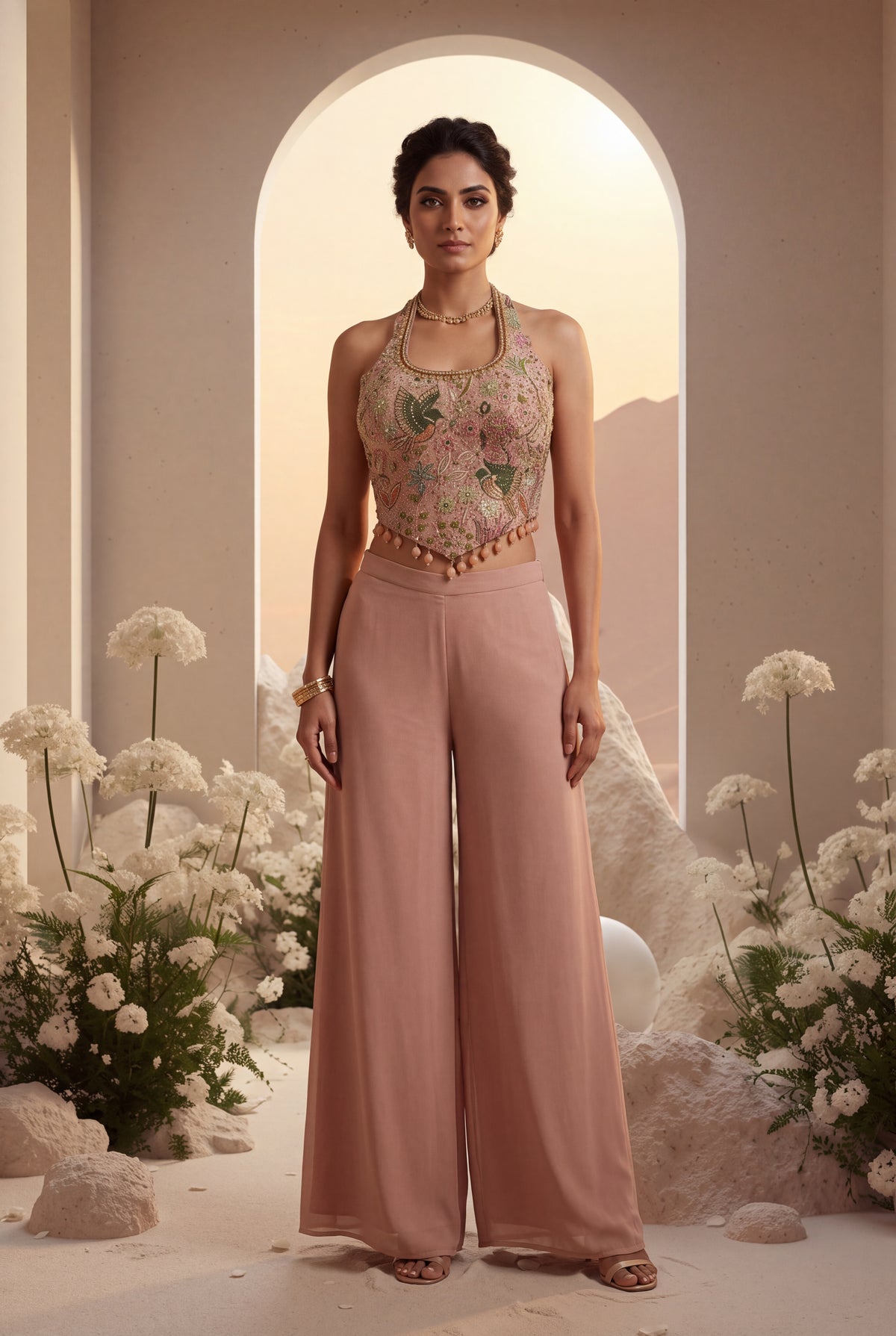 Pastel Embellished Top Sharara Set