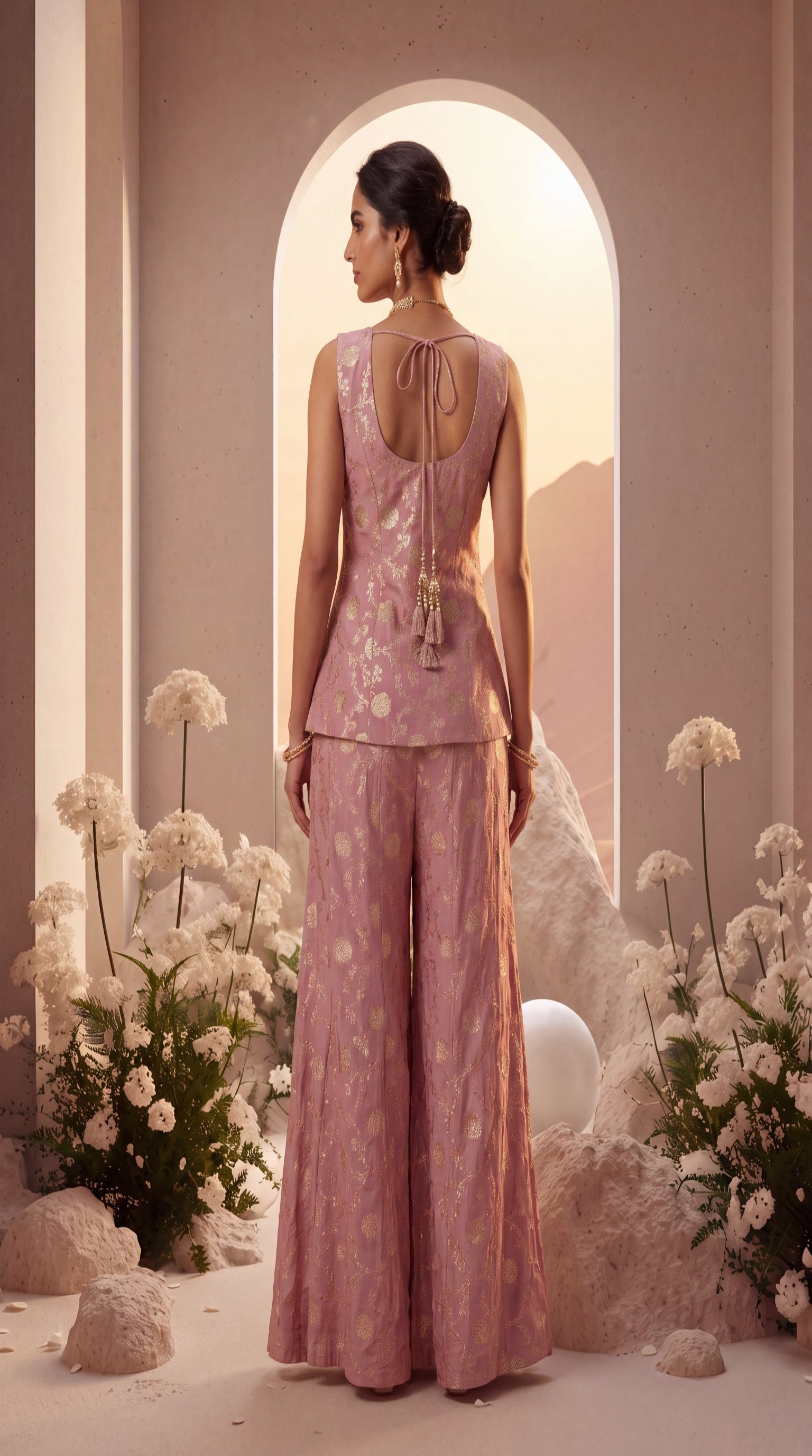 Blush Embroidered Kurta Sharara Set