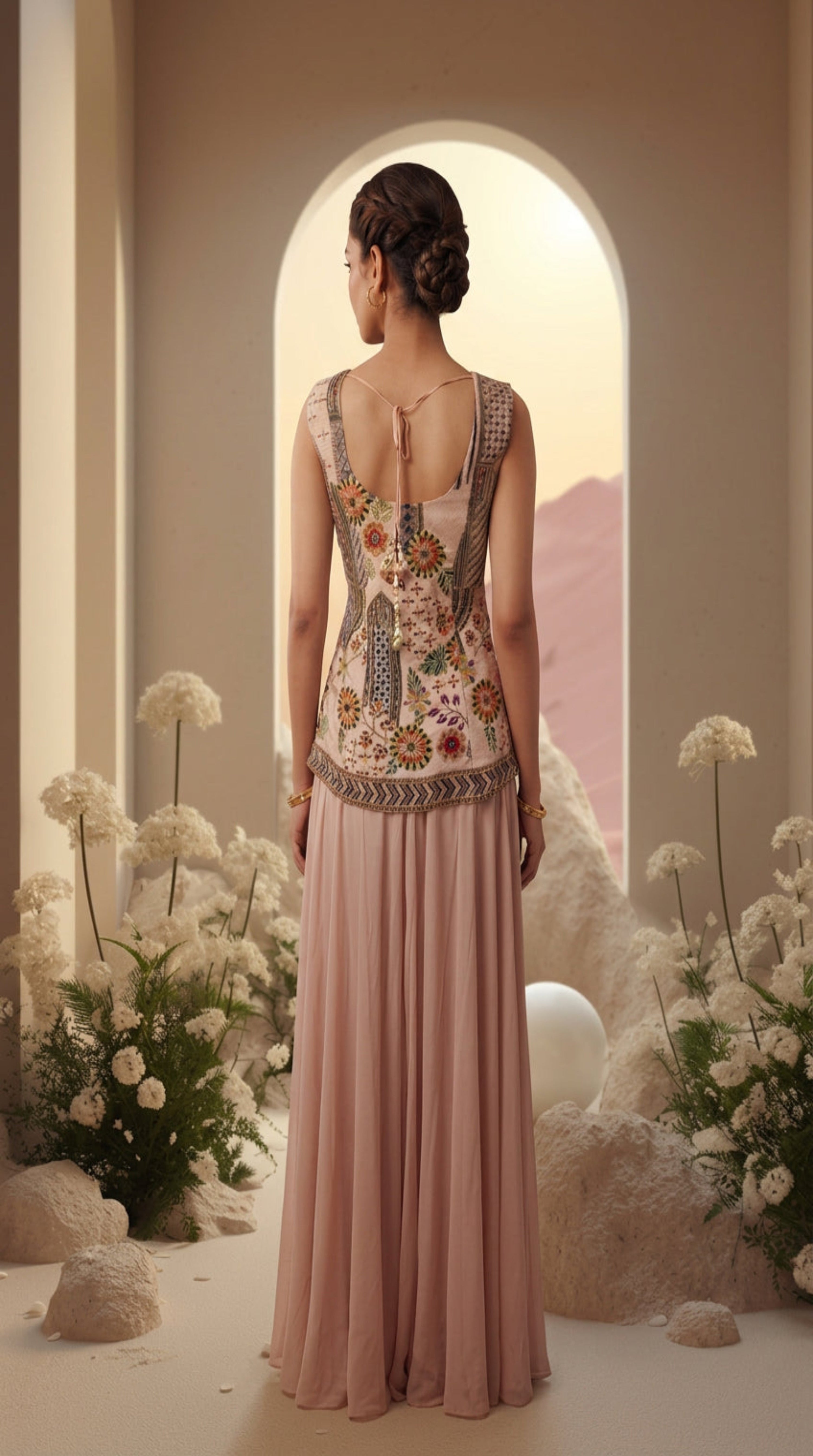 Blush Embroidered Motif Sharara Set