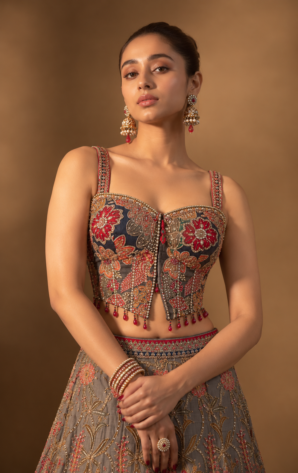 Floral Heavy Embroidered Lehenga Set