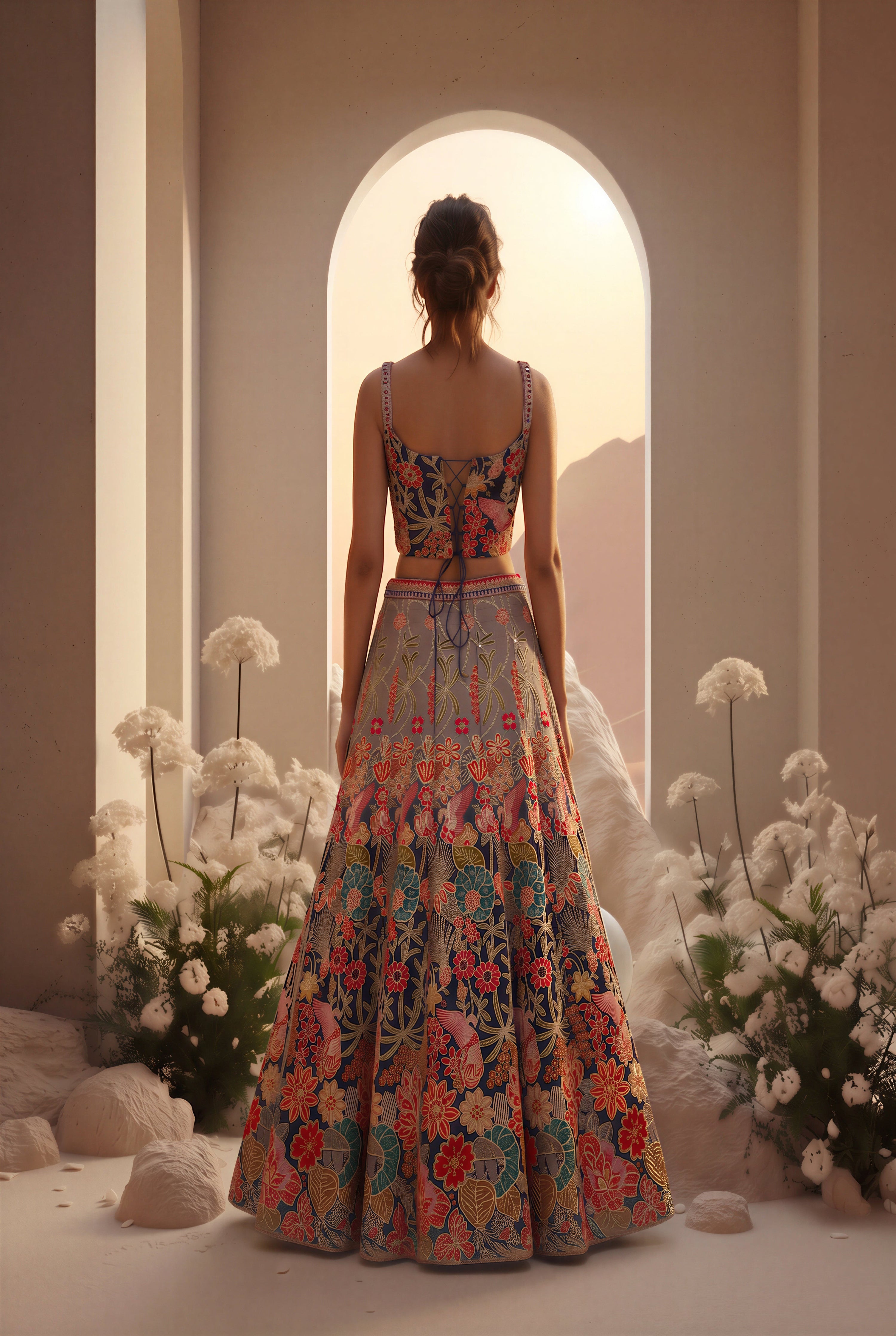 Floral Heavy Embroidered Lehenga Set