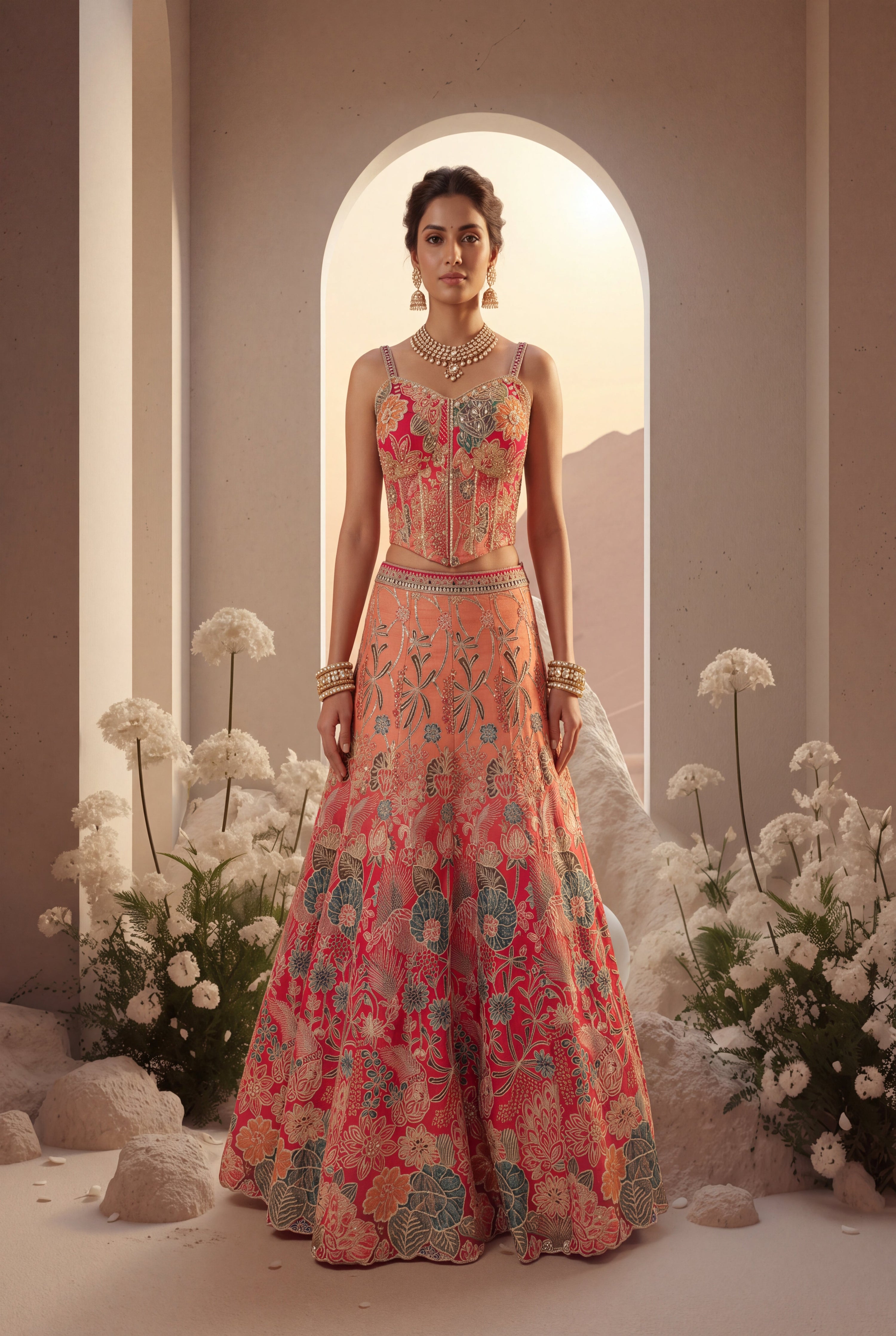 Floral Heavy Embroidered Lehenga Set