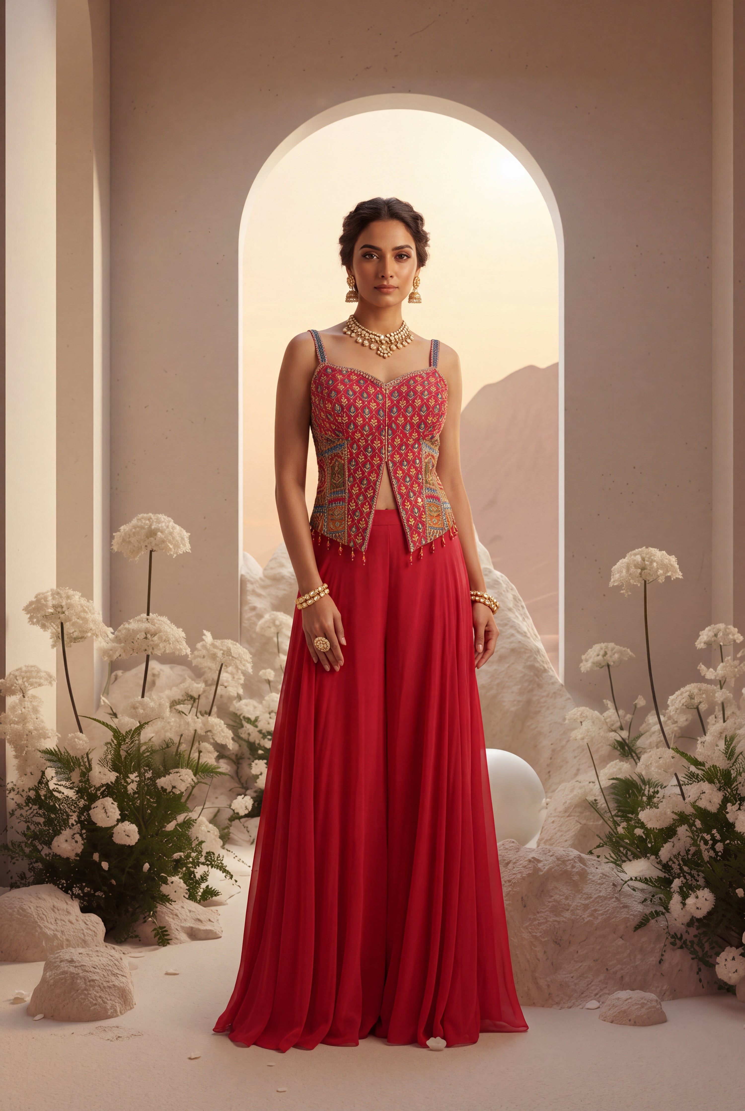 Dark Embroidered Sharara Set