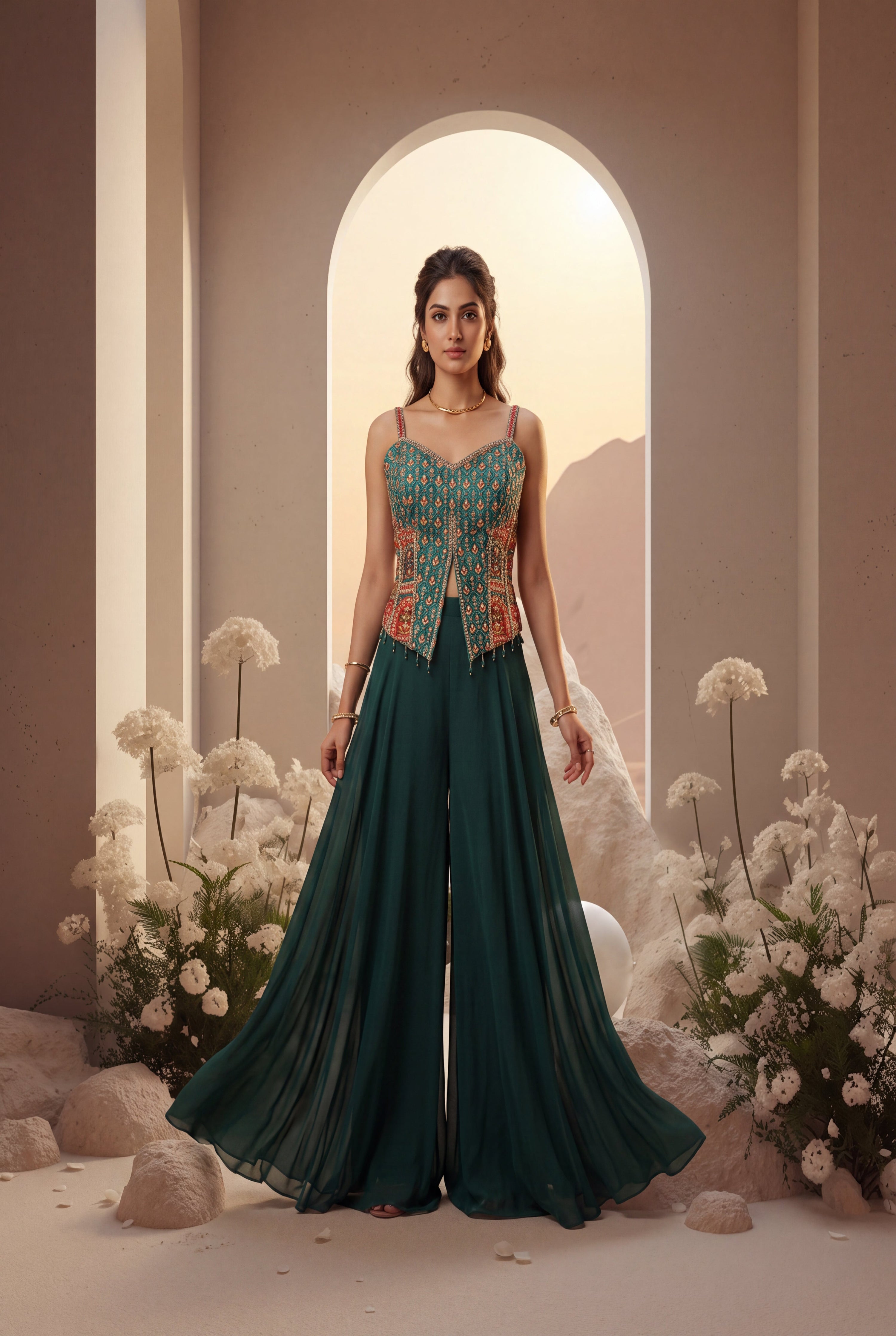 Dark Embroidered Sharara Set
