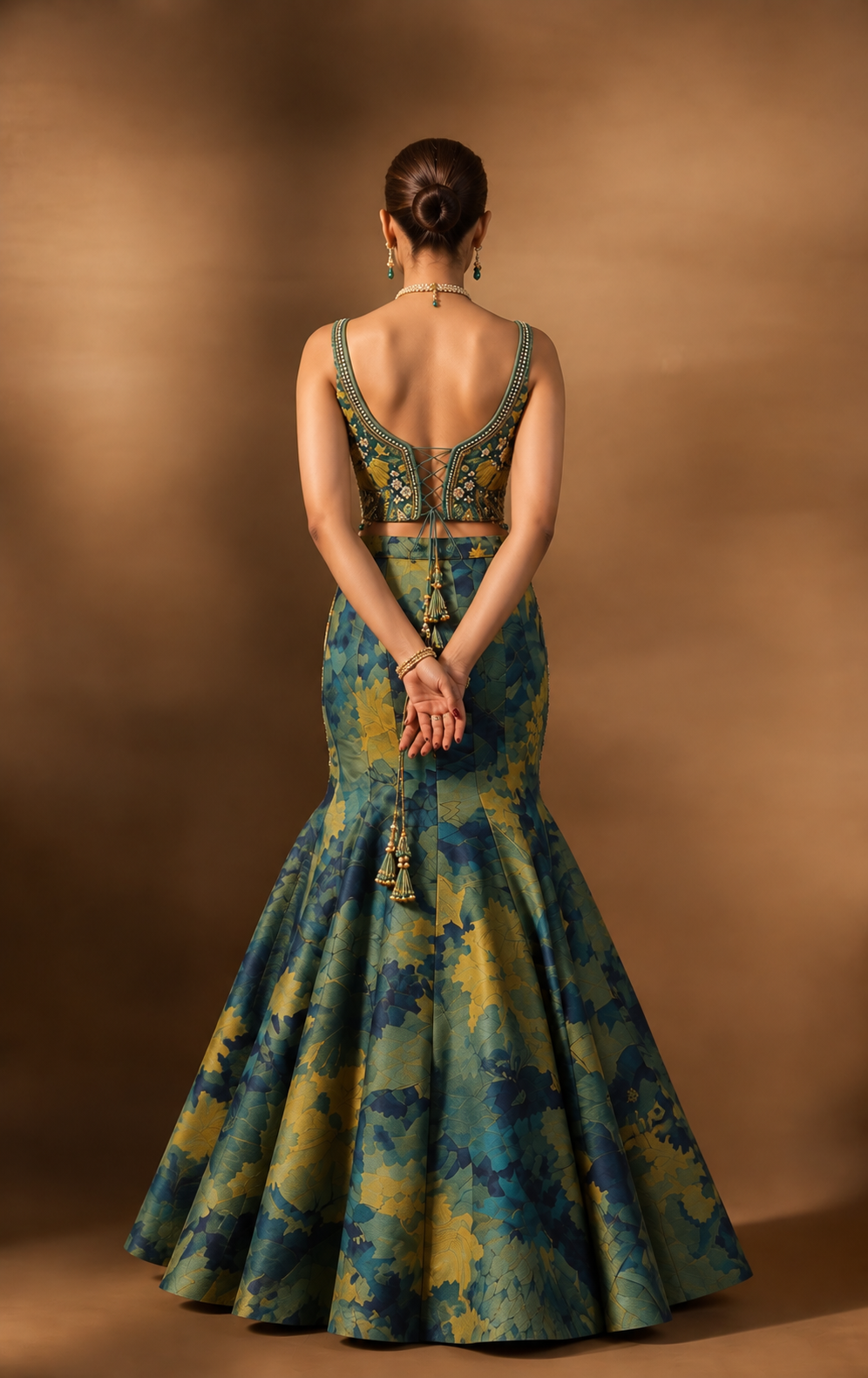 Azure Brushstroke Fishcut Lehenga Set