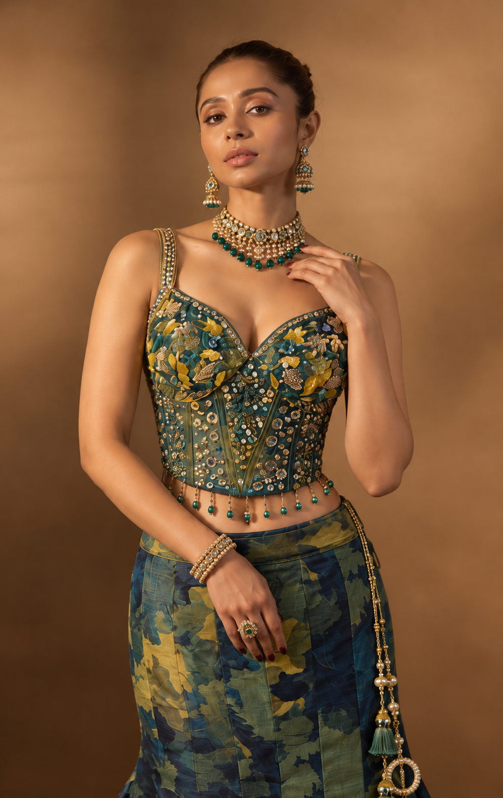 Azure Brushstroke Fishcut Lehenga Set