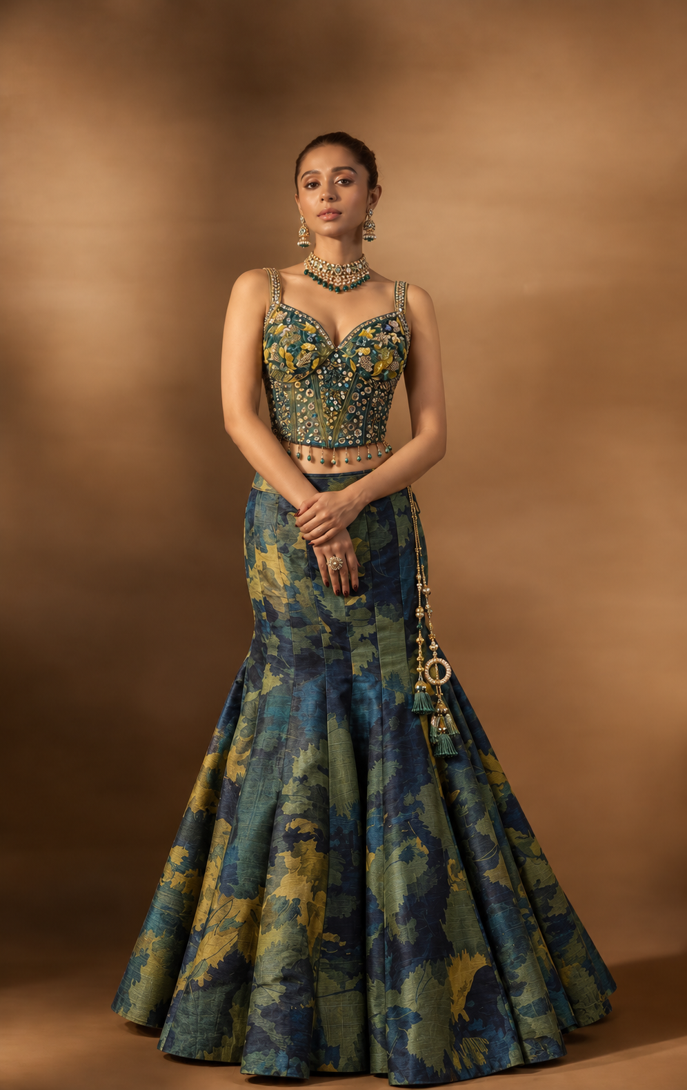 Azure Brushstroke Fishcut Lehenga Set