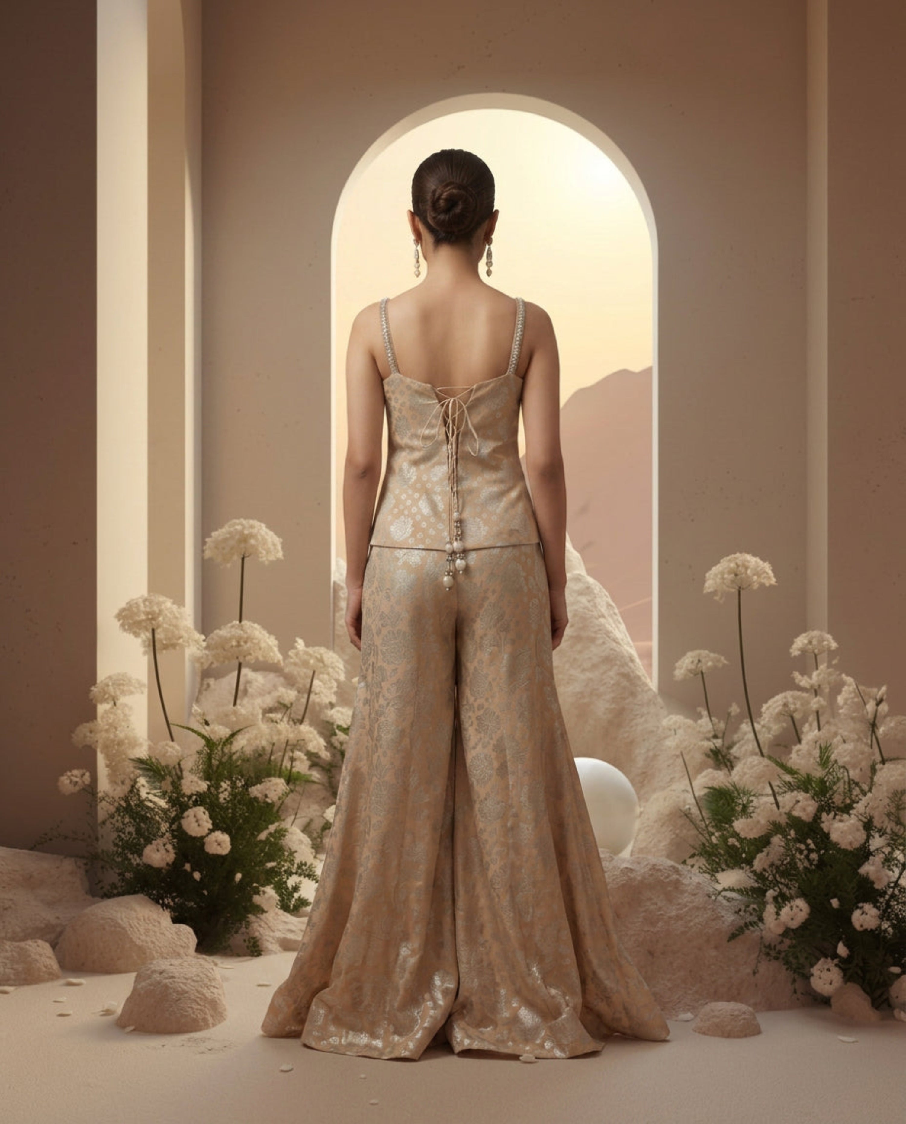 Corset Embroidered Sharara Set