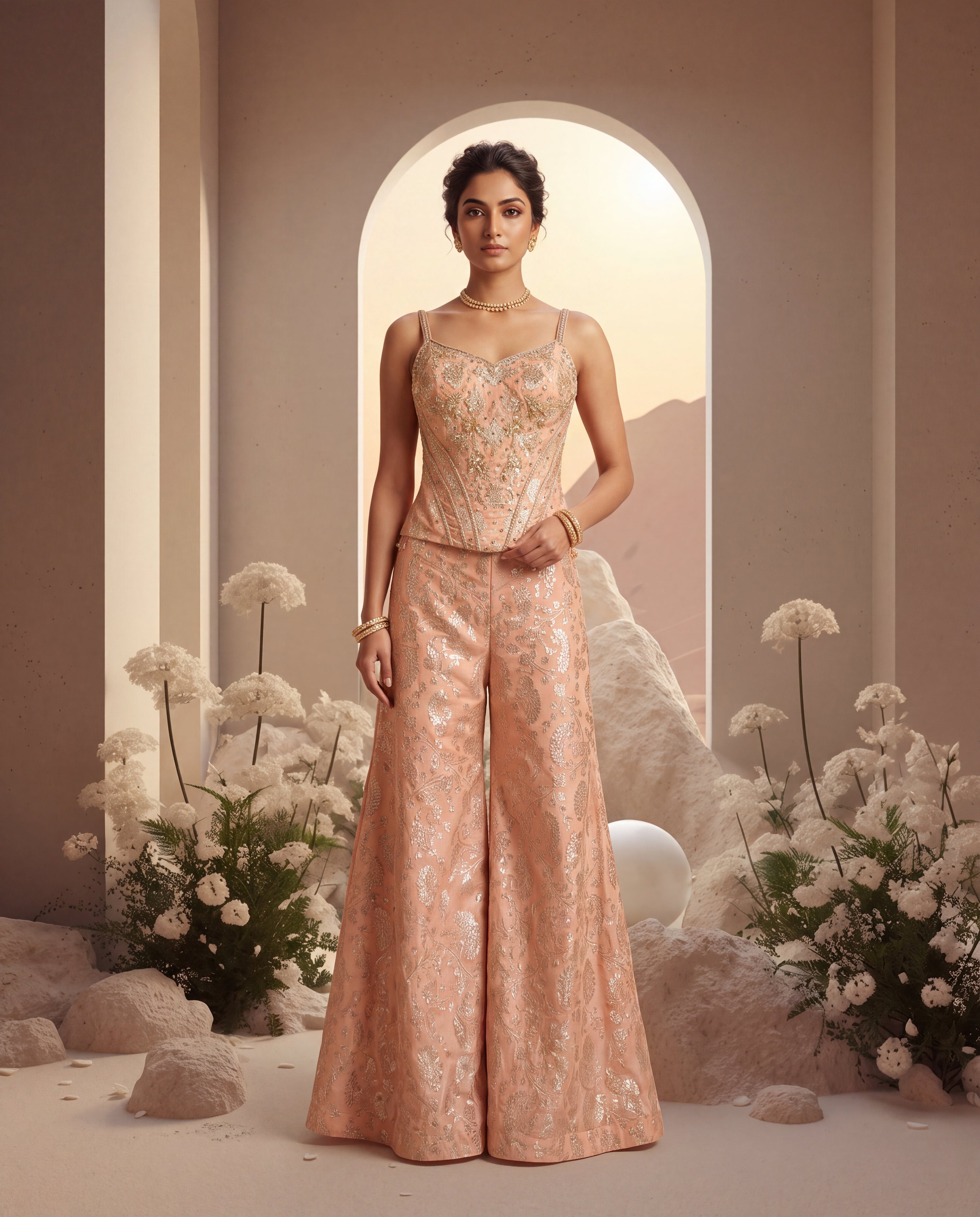 Corset Embroidered Sharara Set