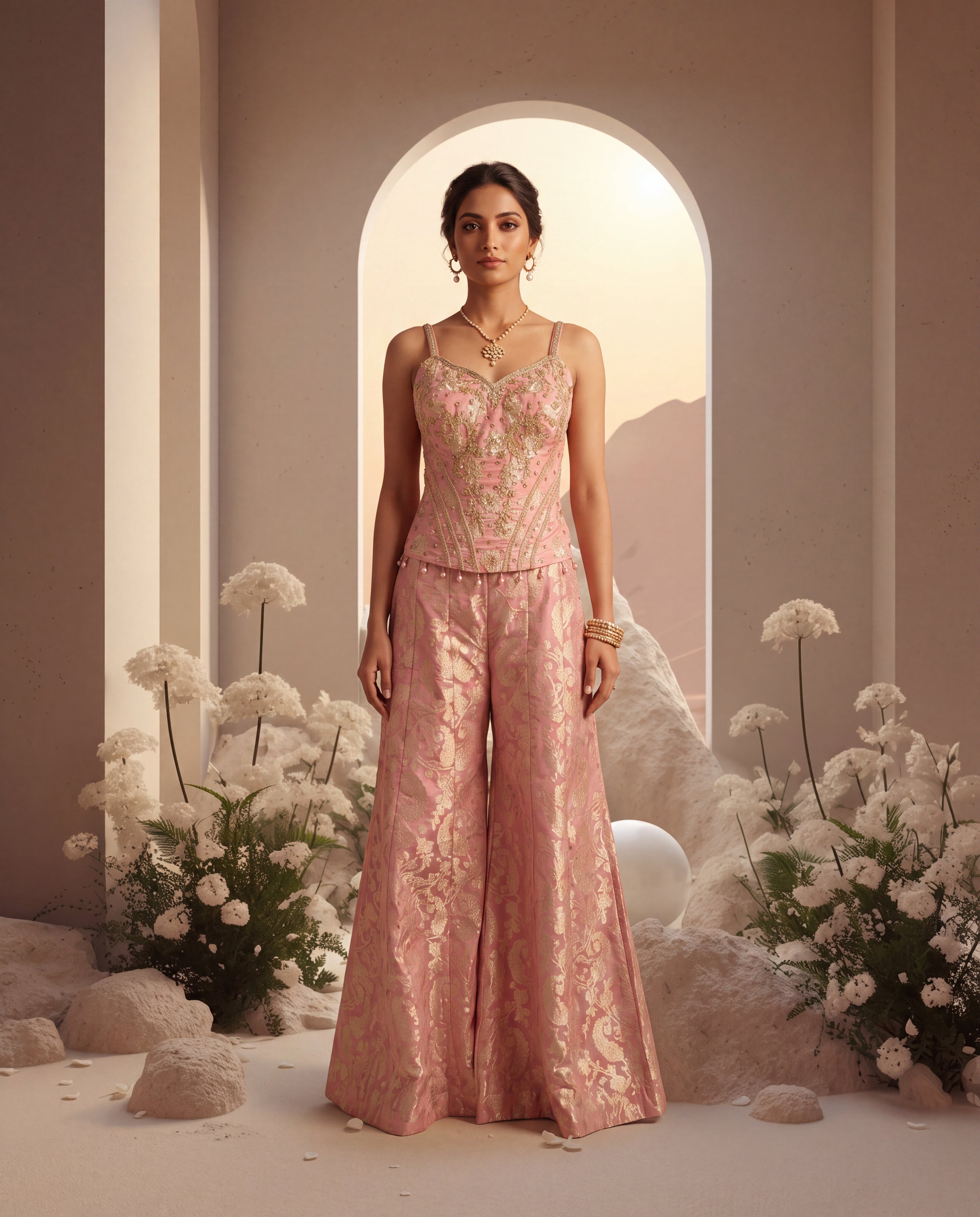 Corset Embroidered Sharara Set