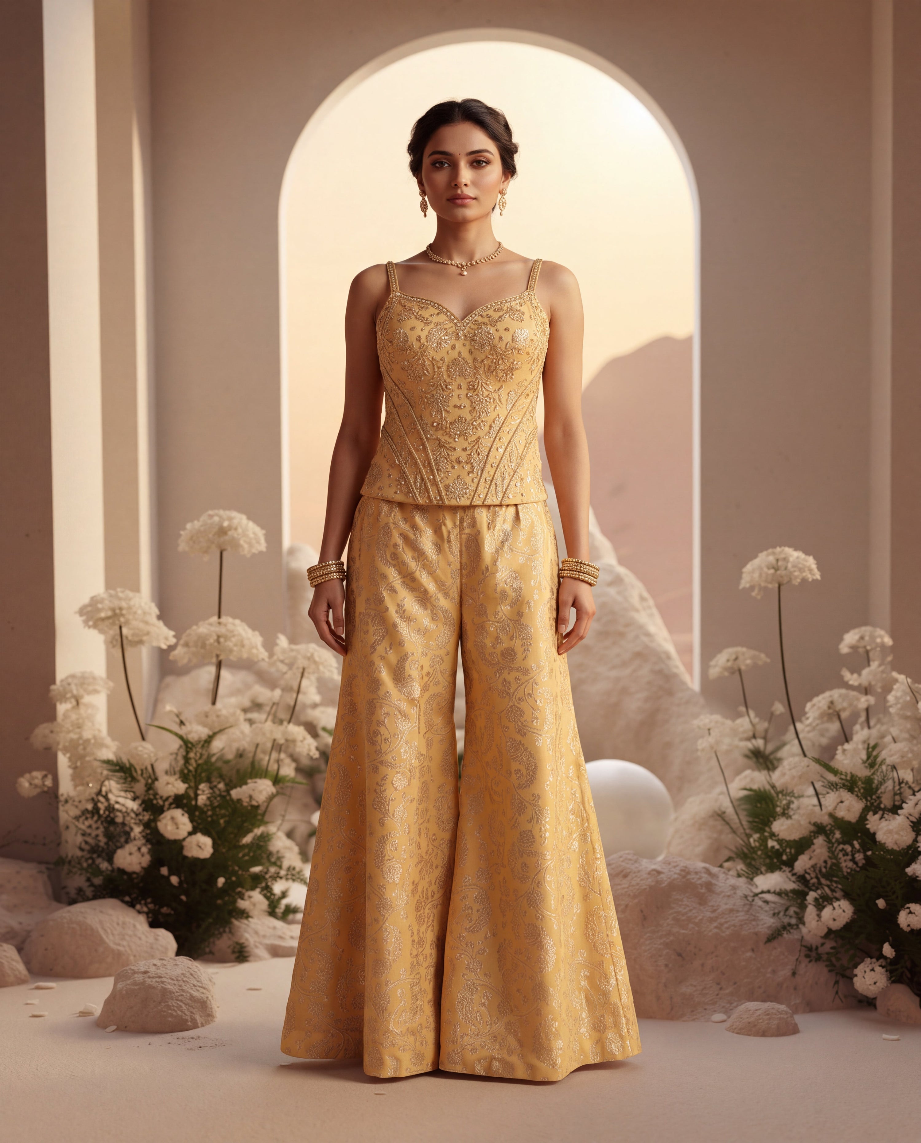 Corset Embroidered Sharara Set
