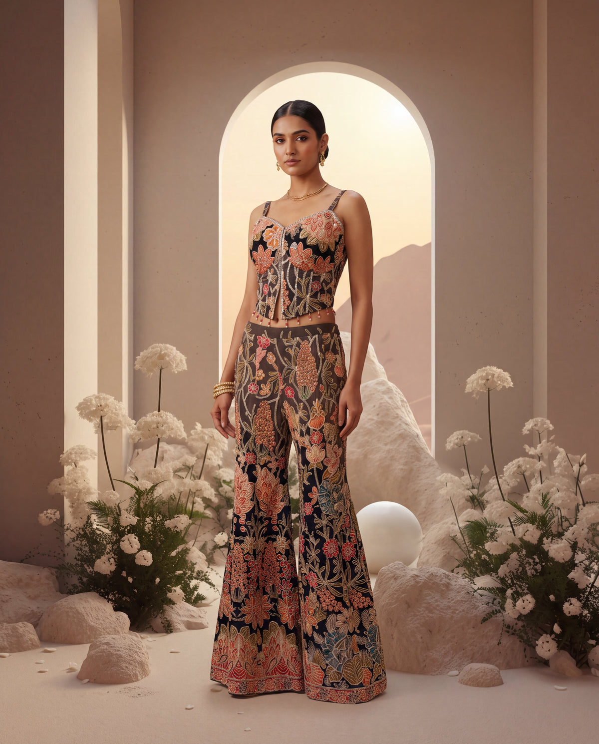 Floral Heavy Embroidery Sharara Set