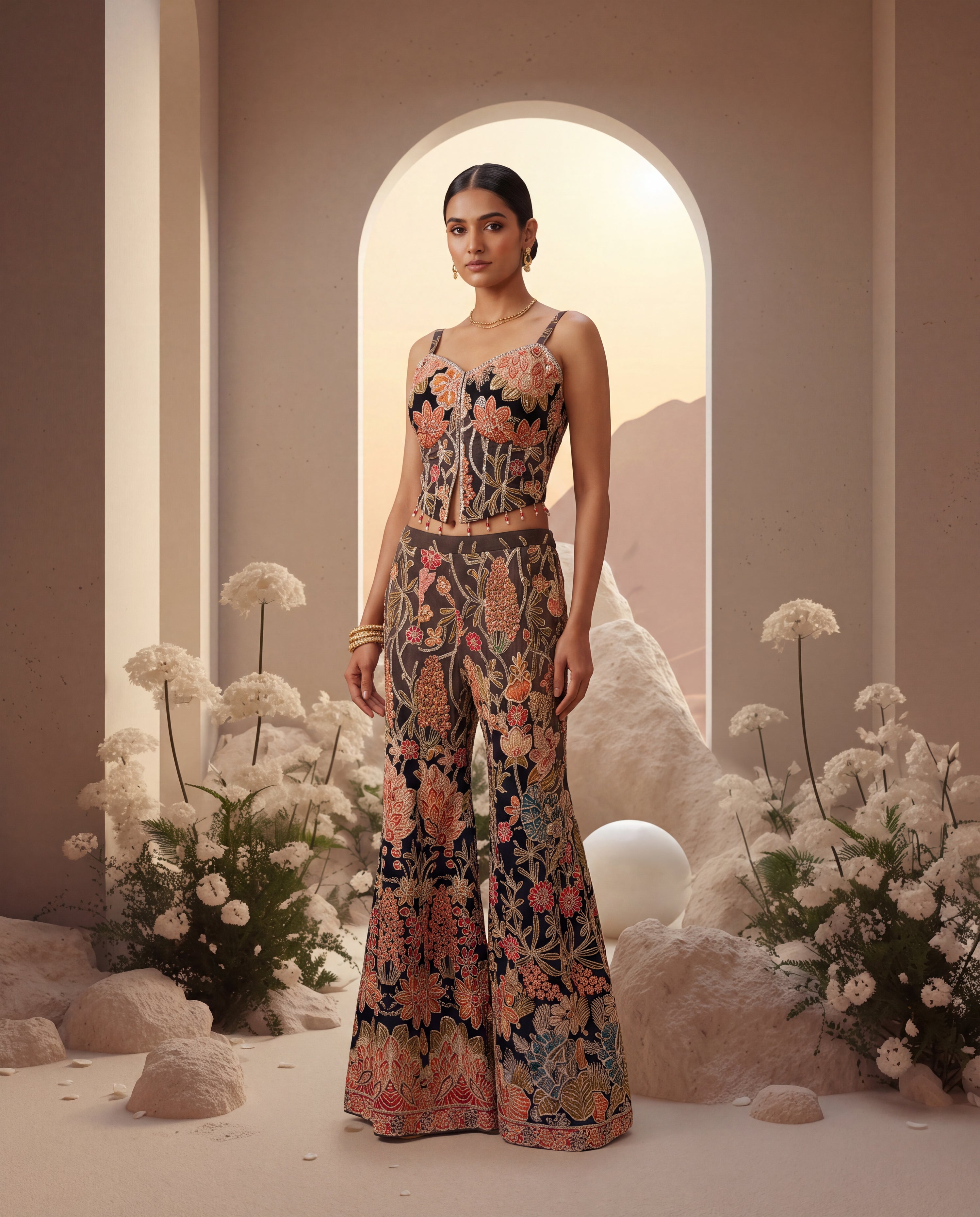 Floral Heavy Embroidery Sharara Set