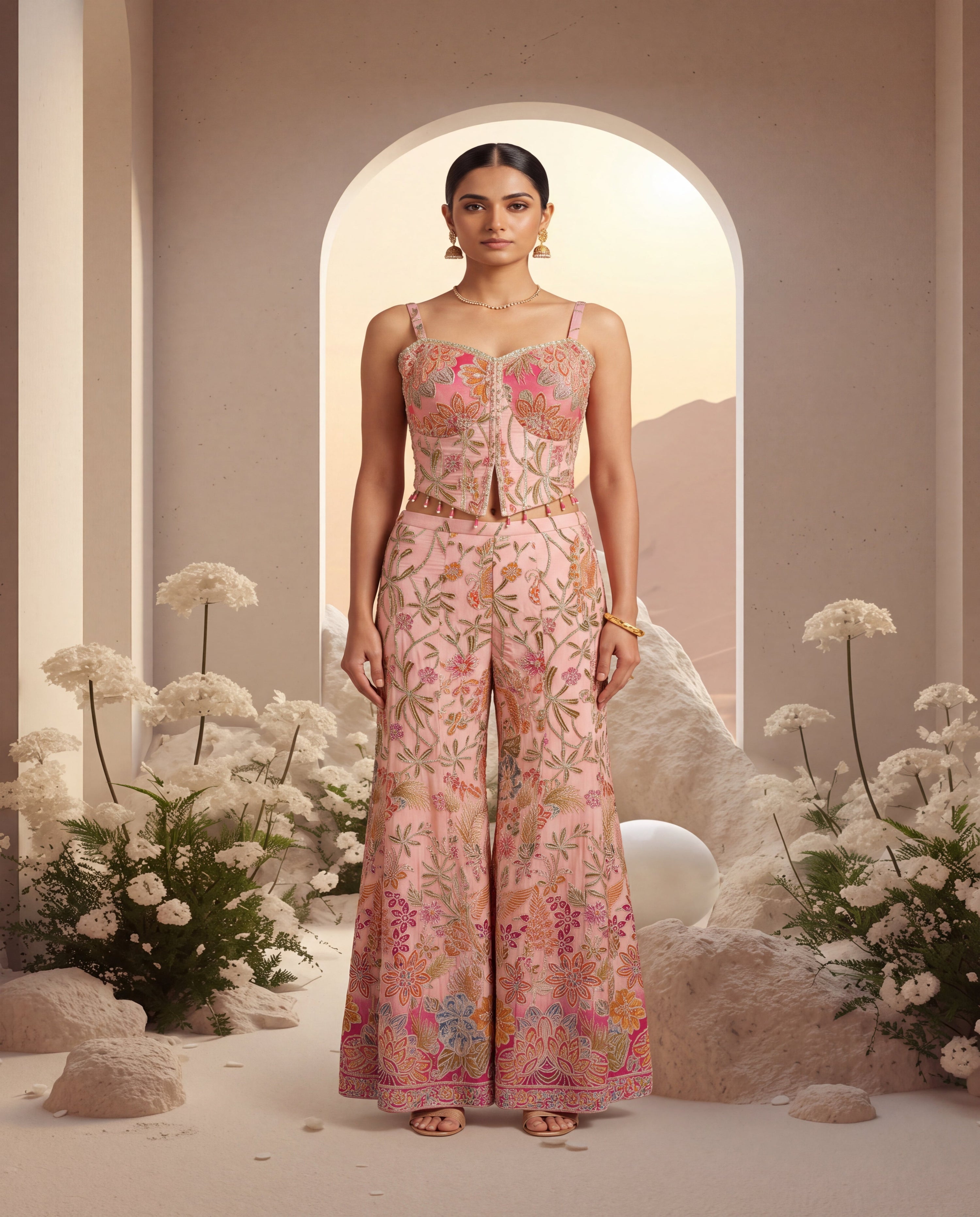Floral Heavy Embroidery Sharara Set