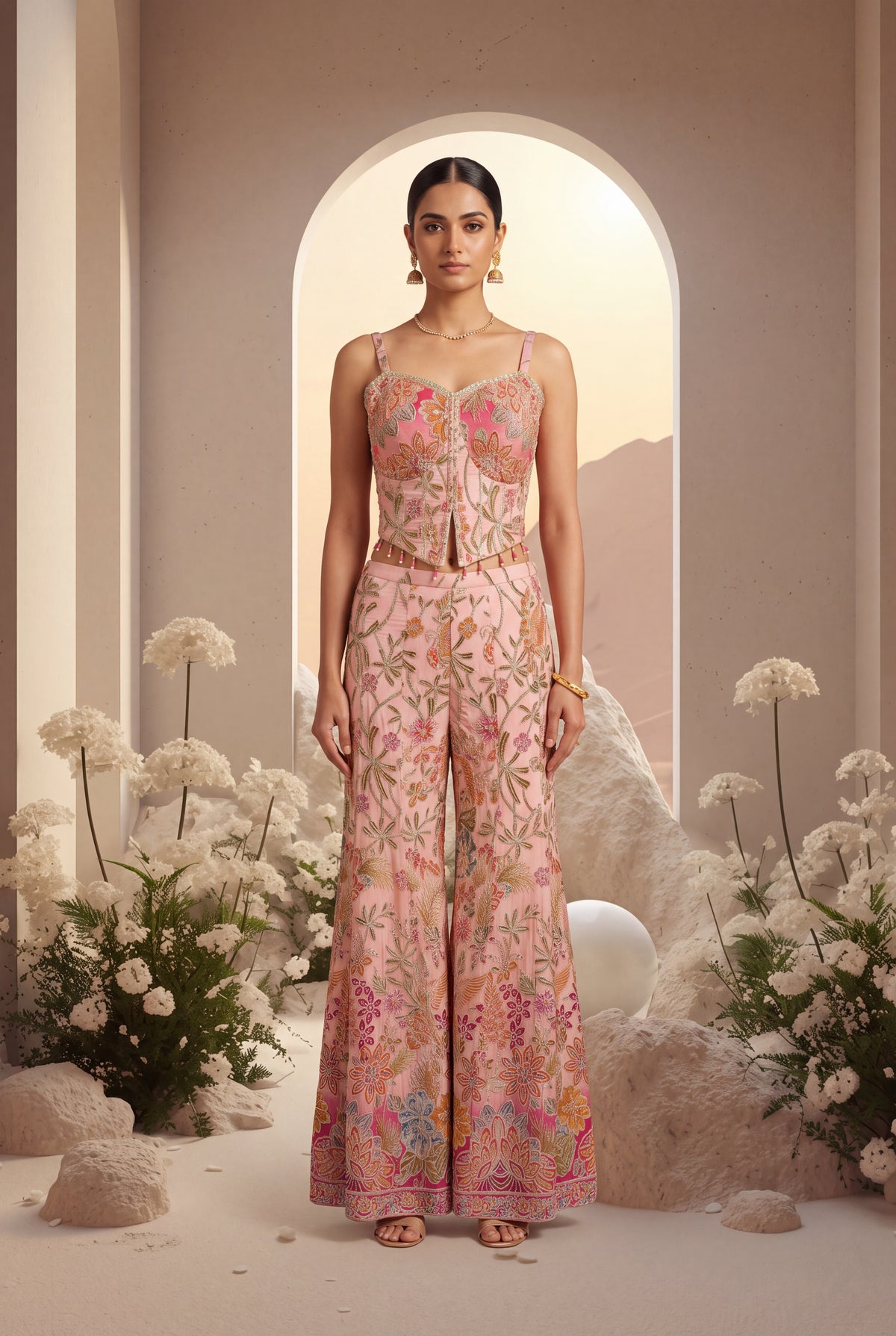 Floral Heavy Embroidery Sharara Set
