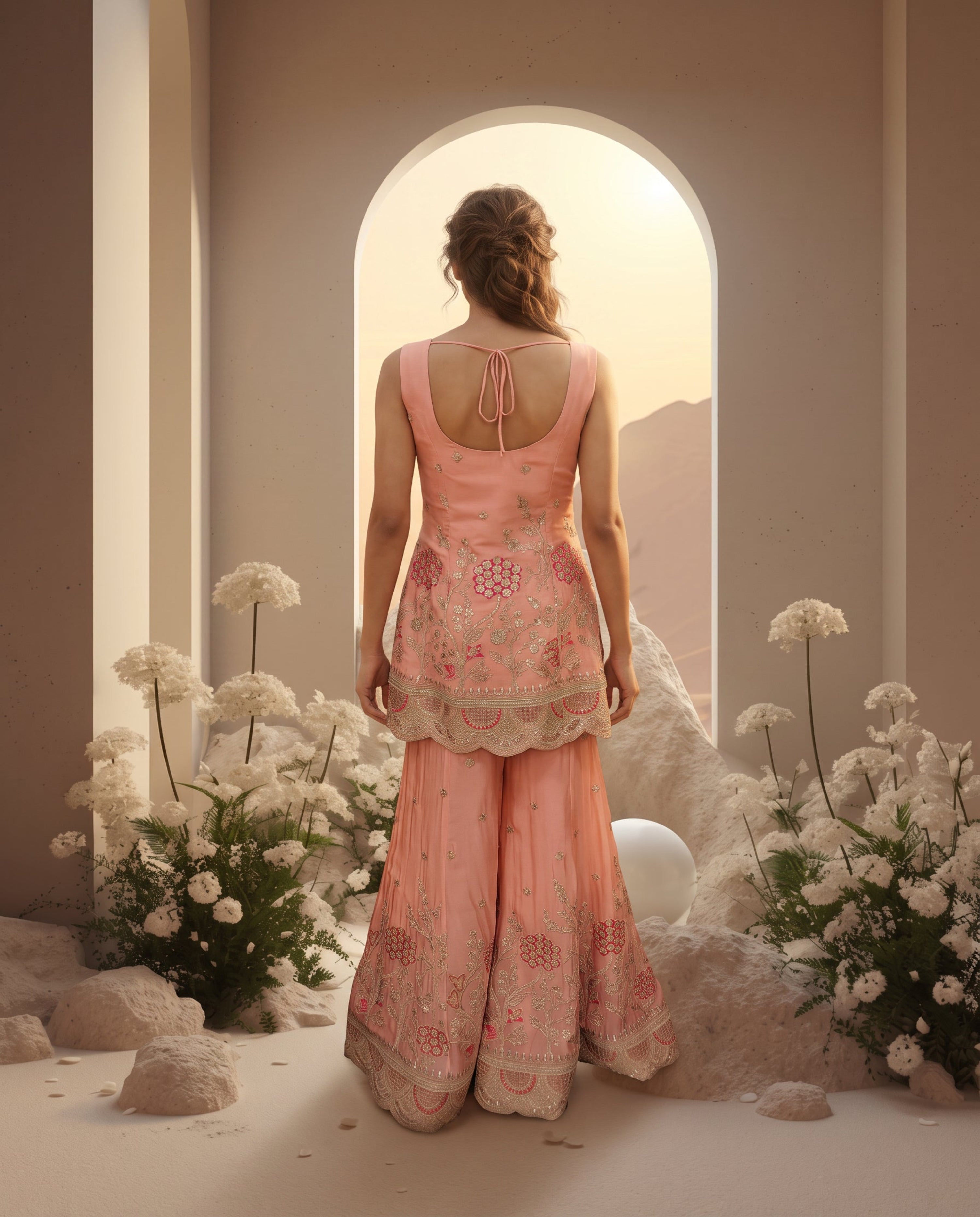 Blush Embellished Sharara Set